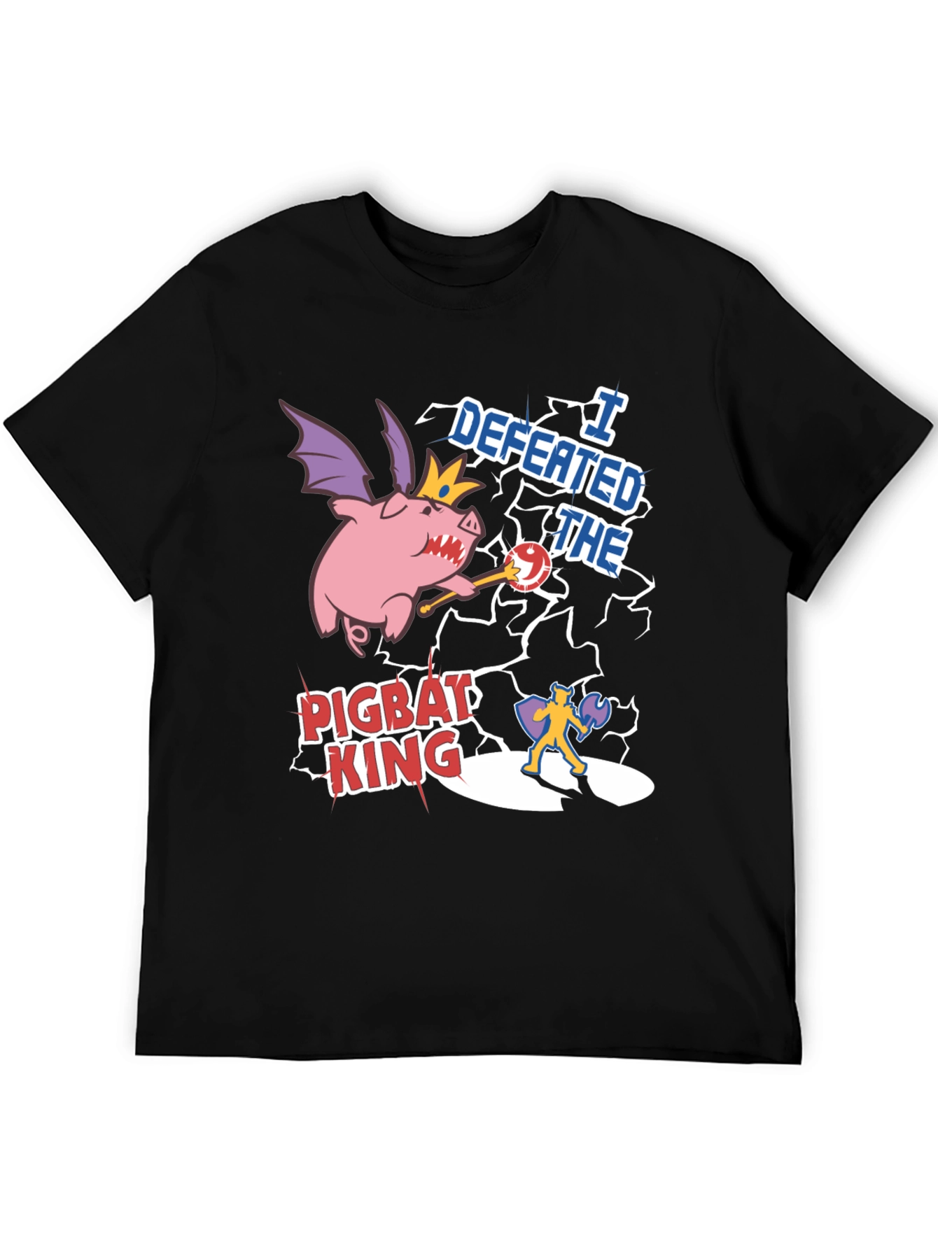 Defeated Pigbat King Black T-Shirt