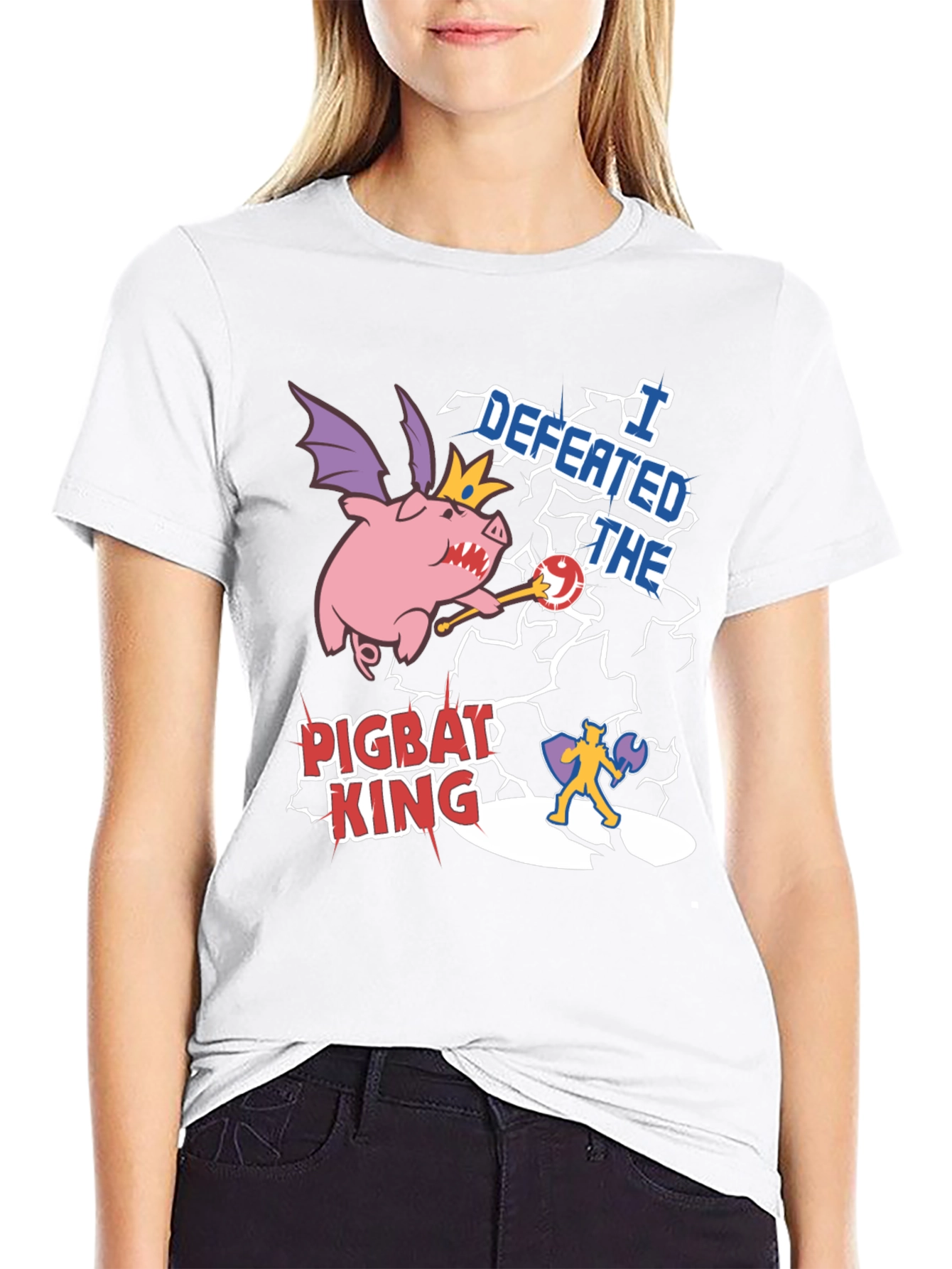 Defeated Pigbat King Black T-Shirt