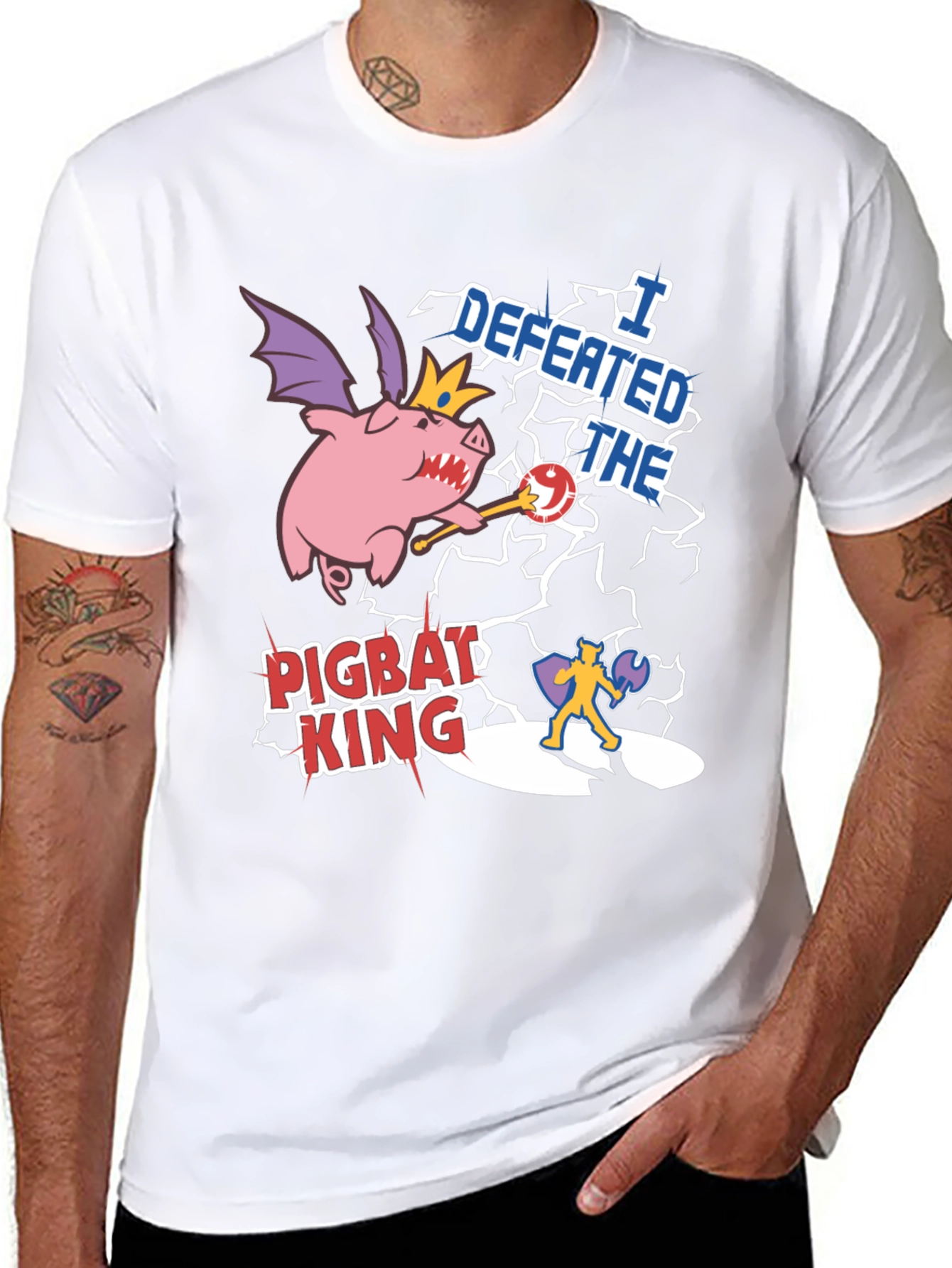 Defeated Pigbat King Black T-Shirt