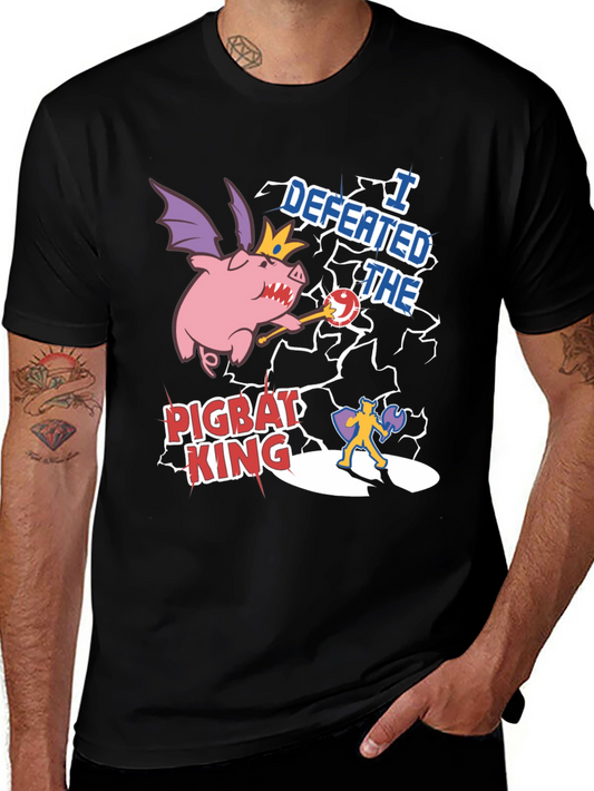 Defeated Pigbat King Black T-Shirt