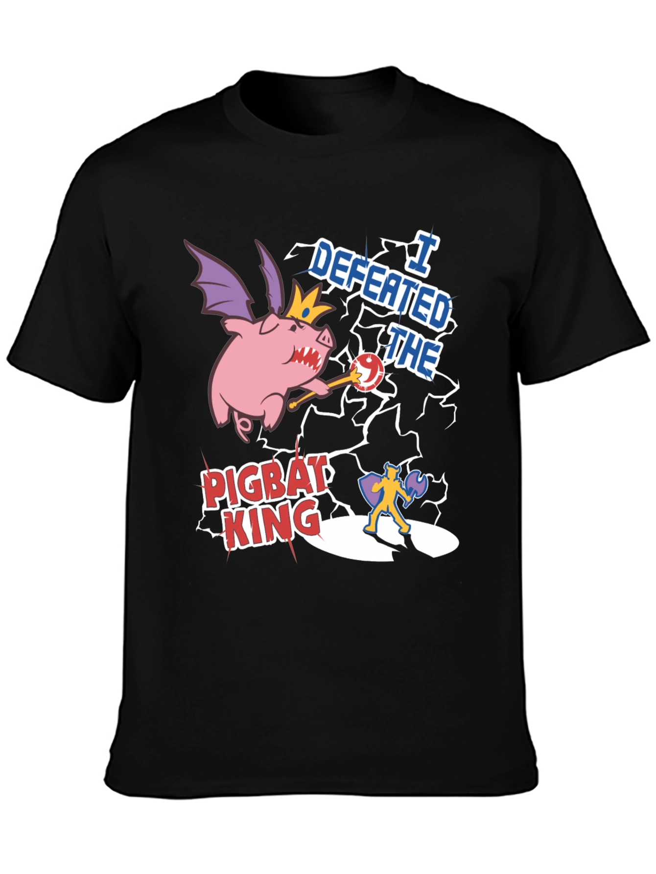 Defeated Pigbat King Black T-Shirt