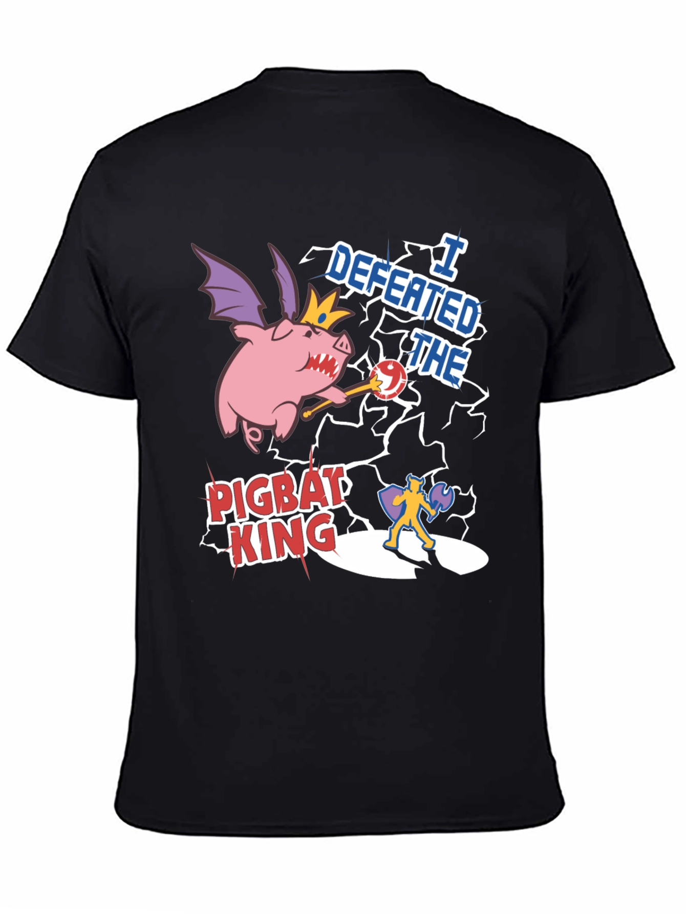 Defeated Pigbat King Black T-Shirt