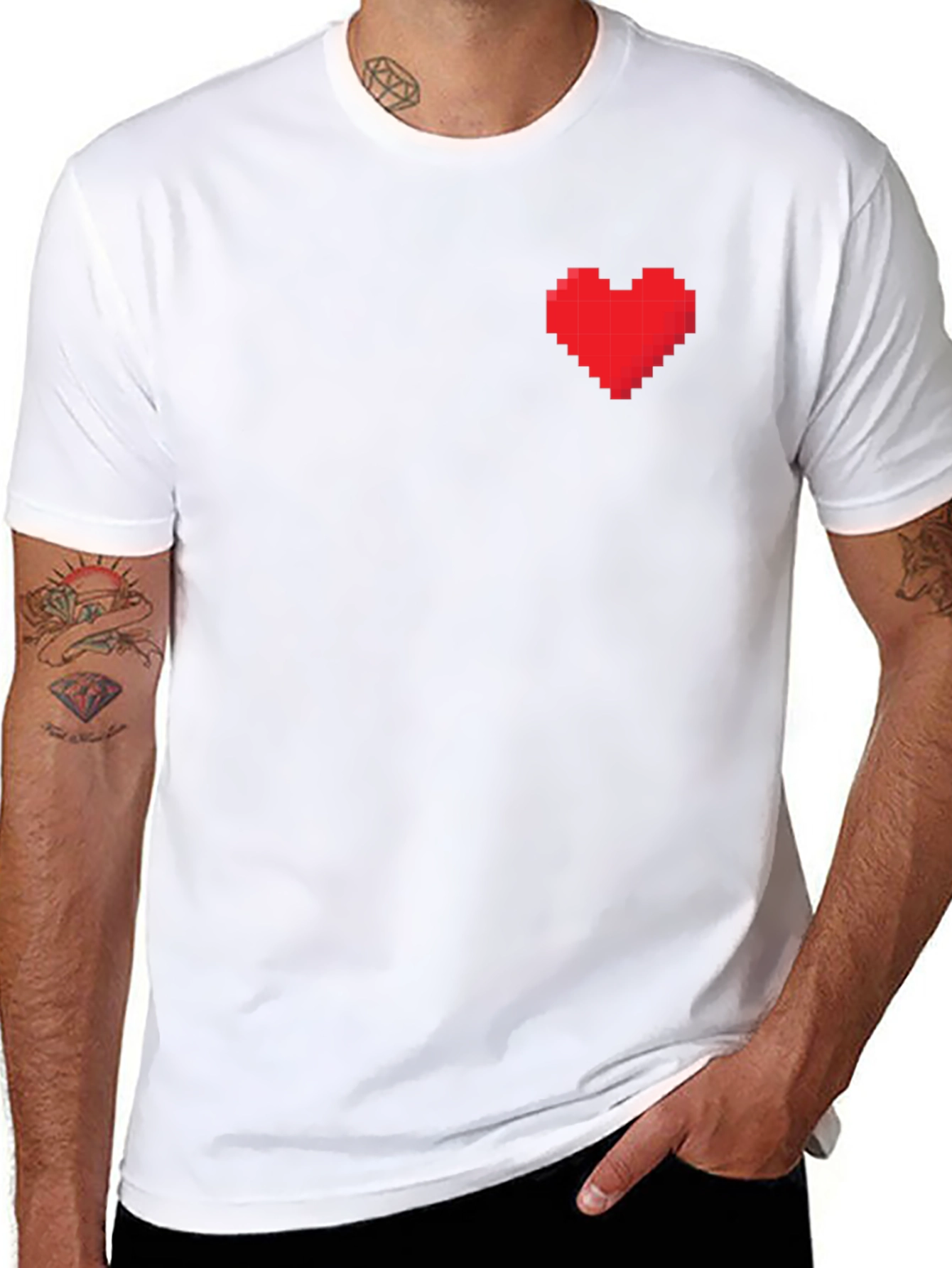 Pixel Heart Graphic Black T-Shirt