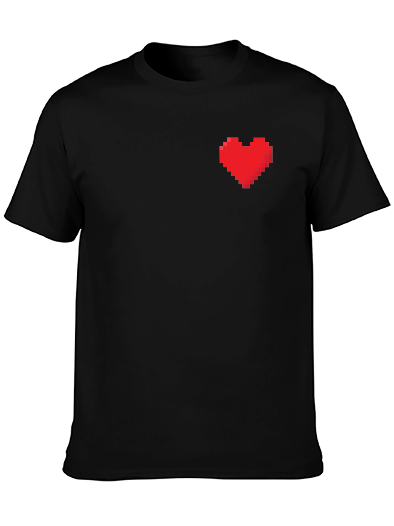 Pixel Heart Graphic Black T-Shirt