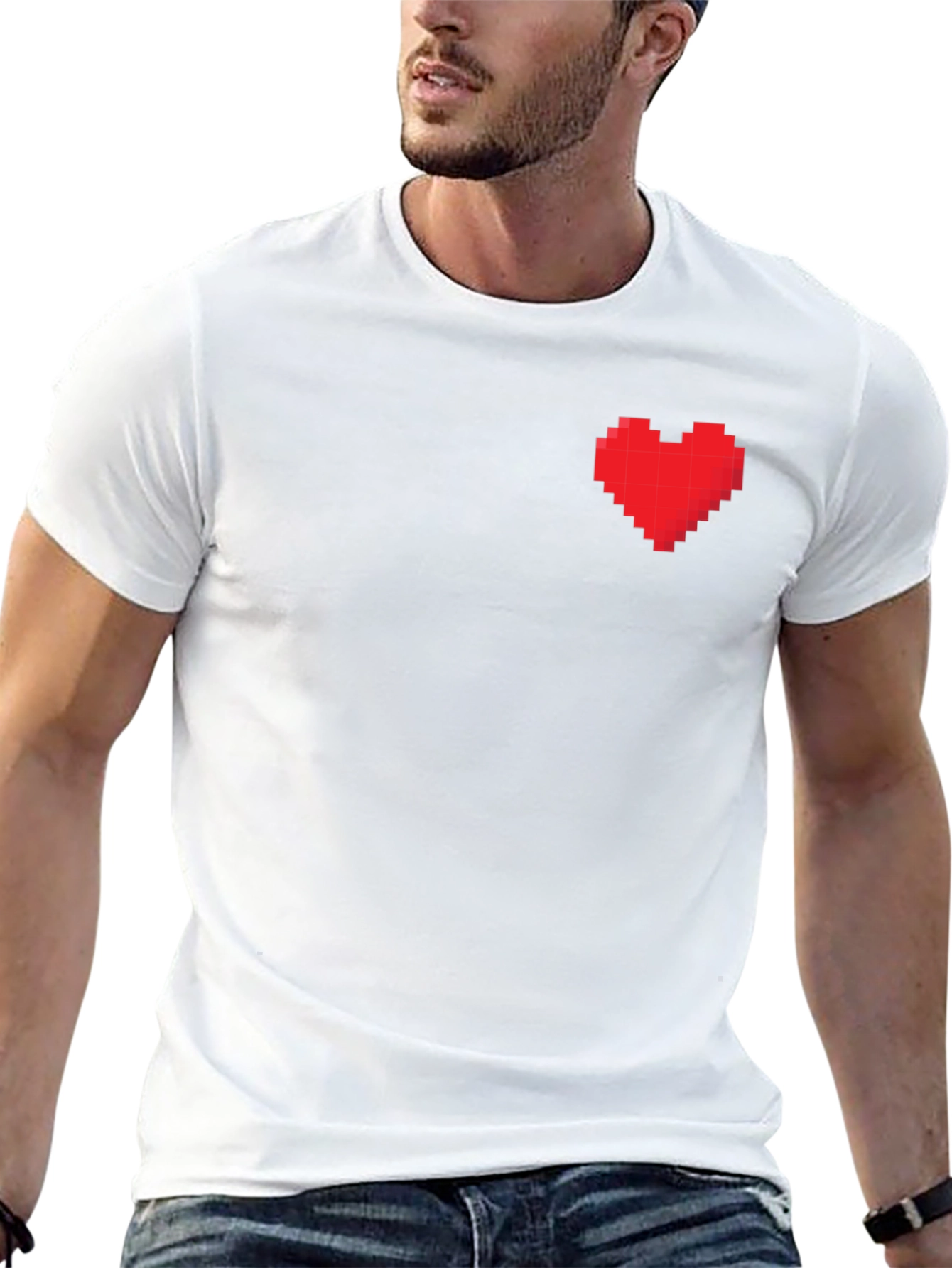 Pixel Heart Graphic Black T-Shirt