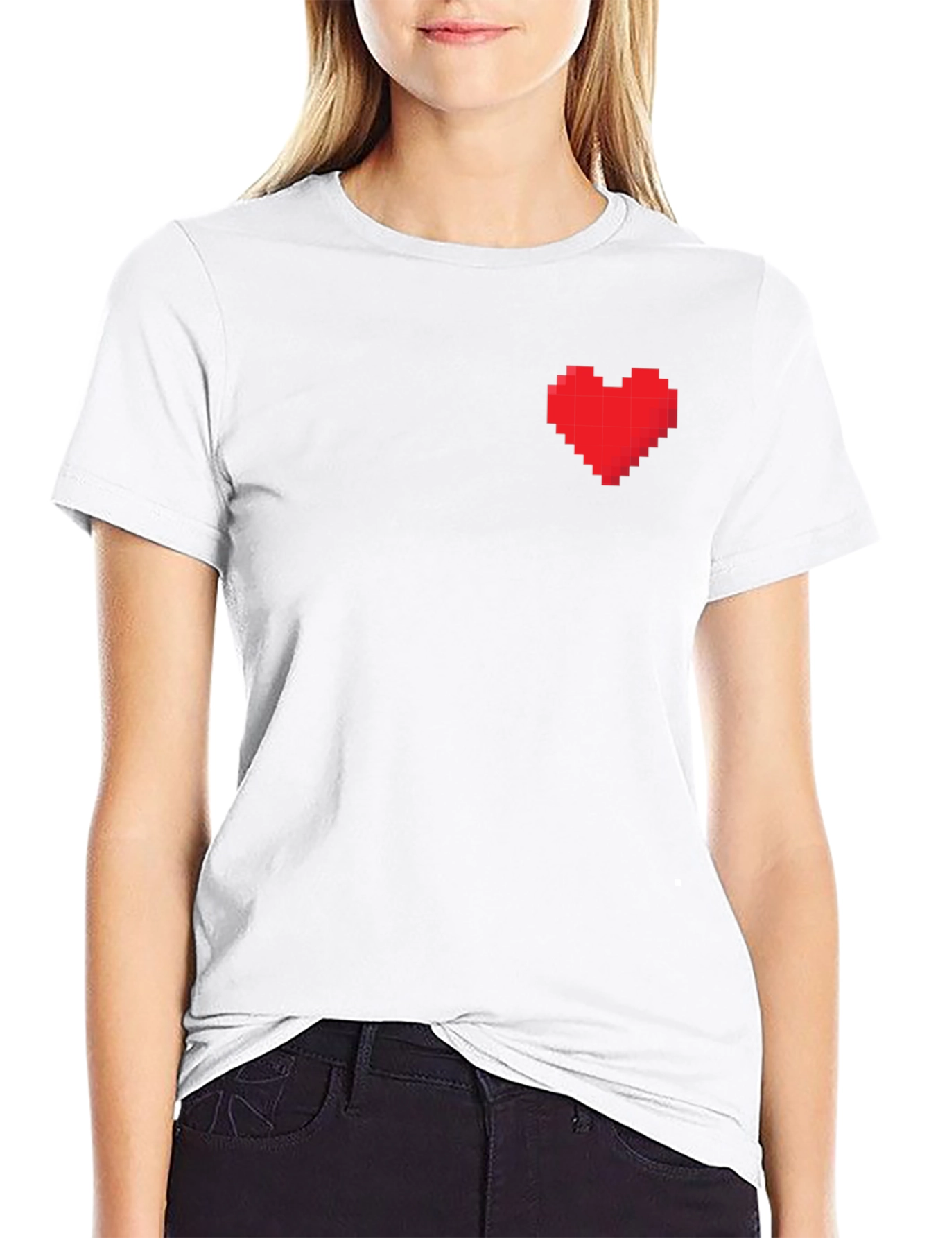 Pixel Heart Graphic Black T-Shirt