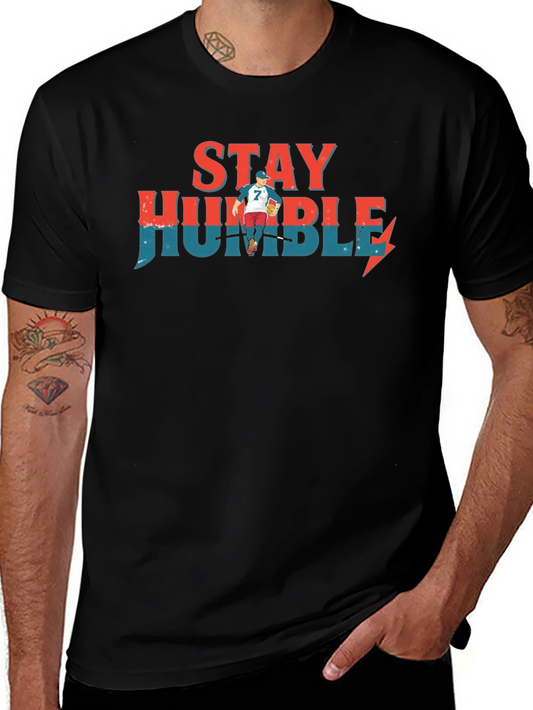 Stay Humble Graphic Tee - Baseball Player Design