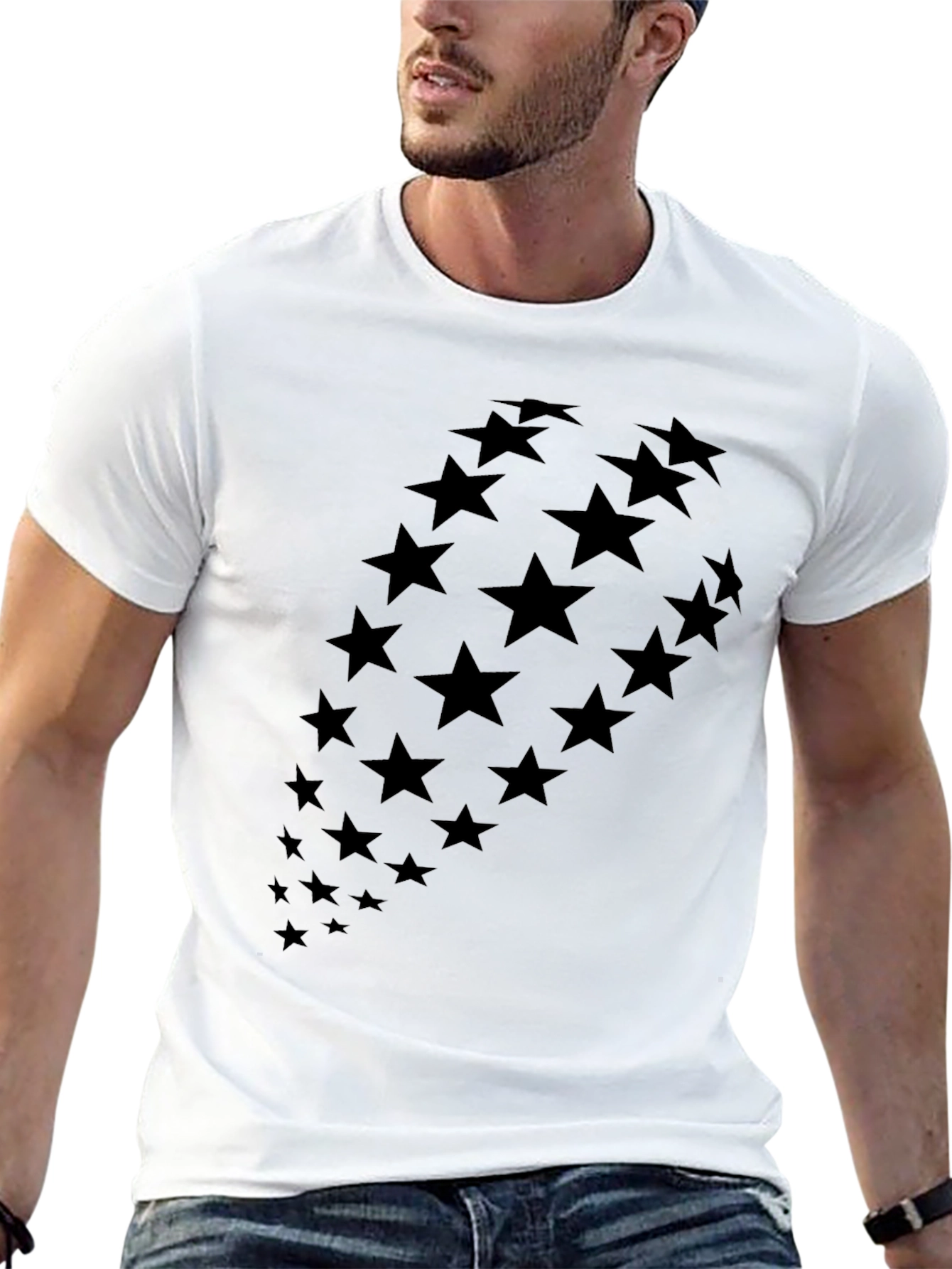 Stylish Black Star Pattern T-Shirt