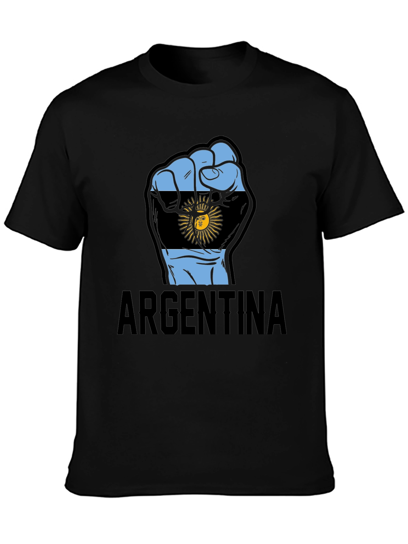 Argentina Flag Fist T-Shirt - Mens Black Tee