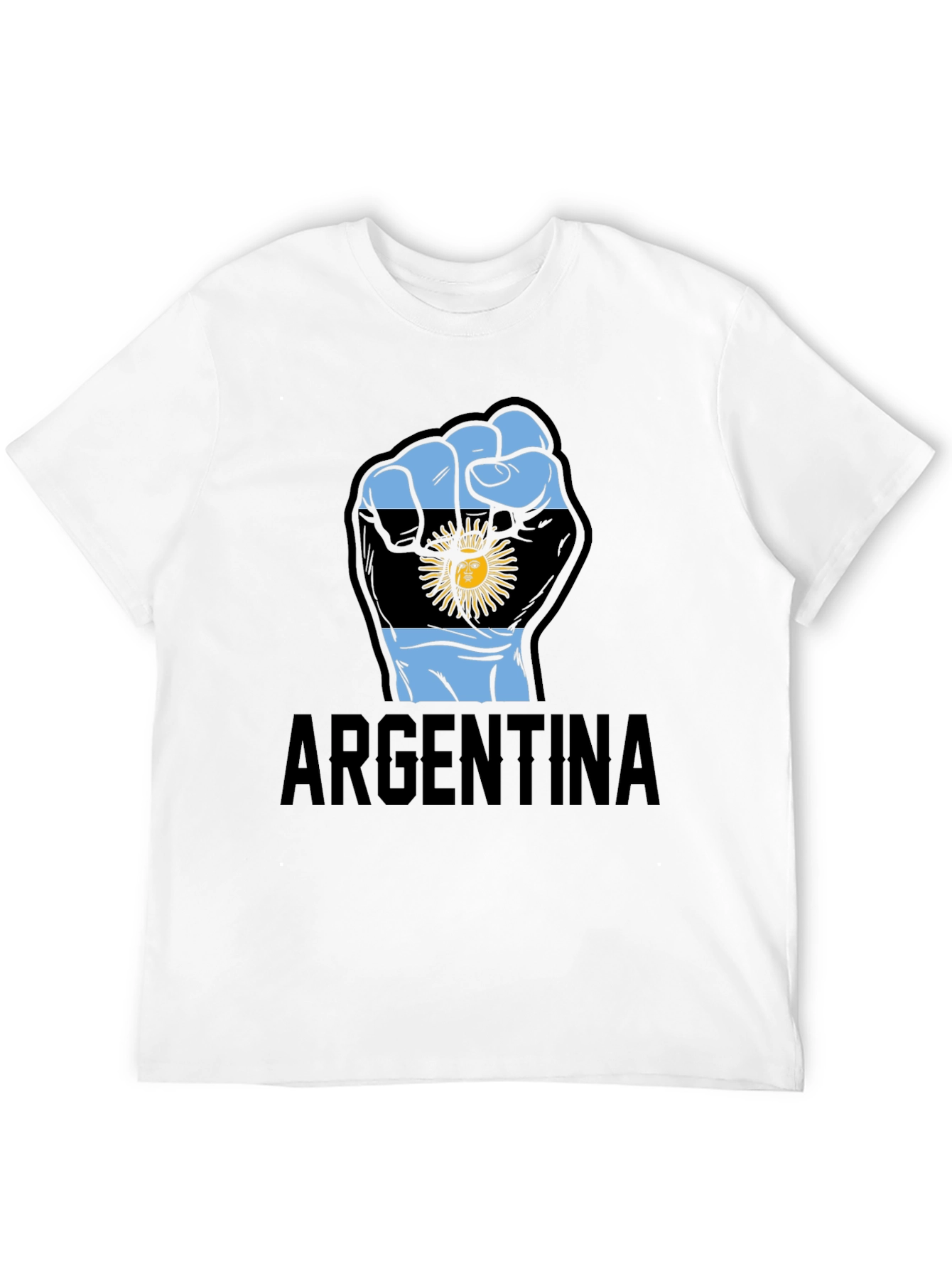Argentina Flag Fist T-Shirt - Mens Black Tee