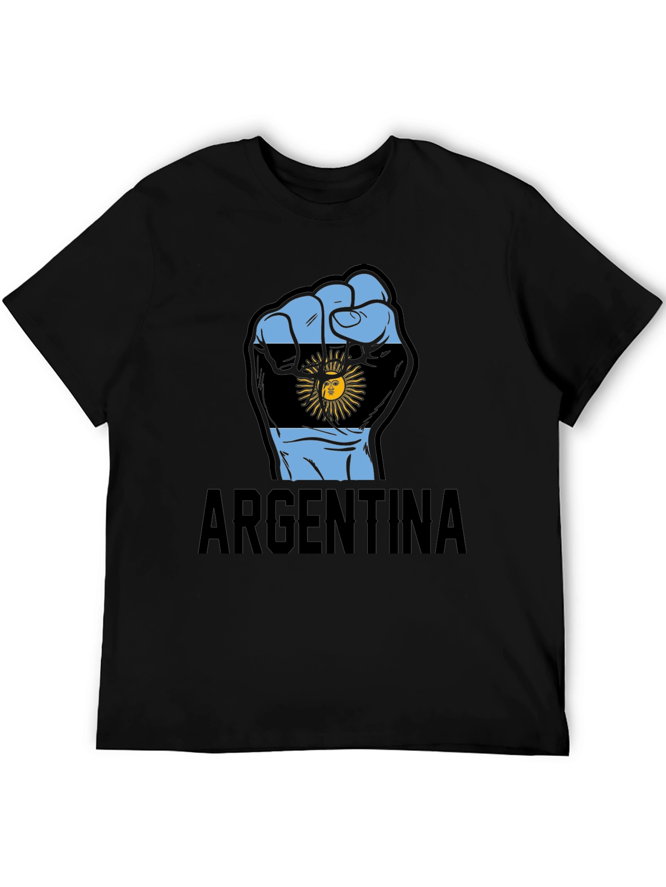 Argentina Flag Fist T-Shirt - Mens Black Tee