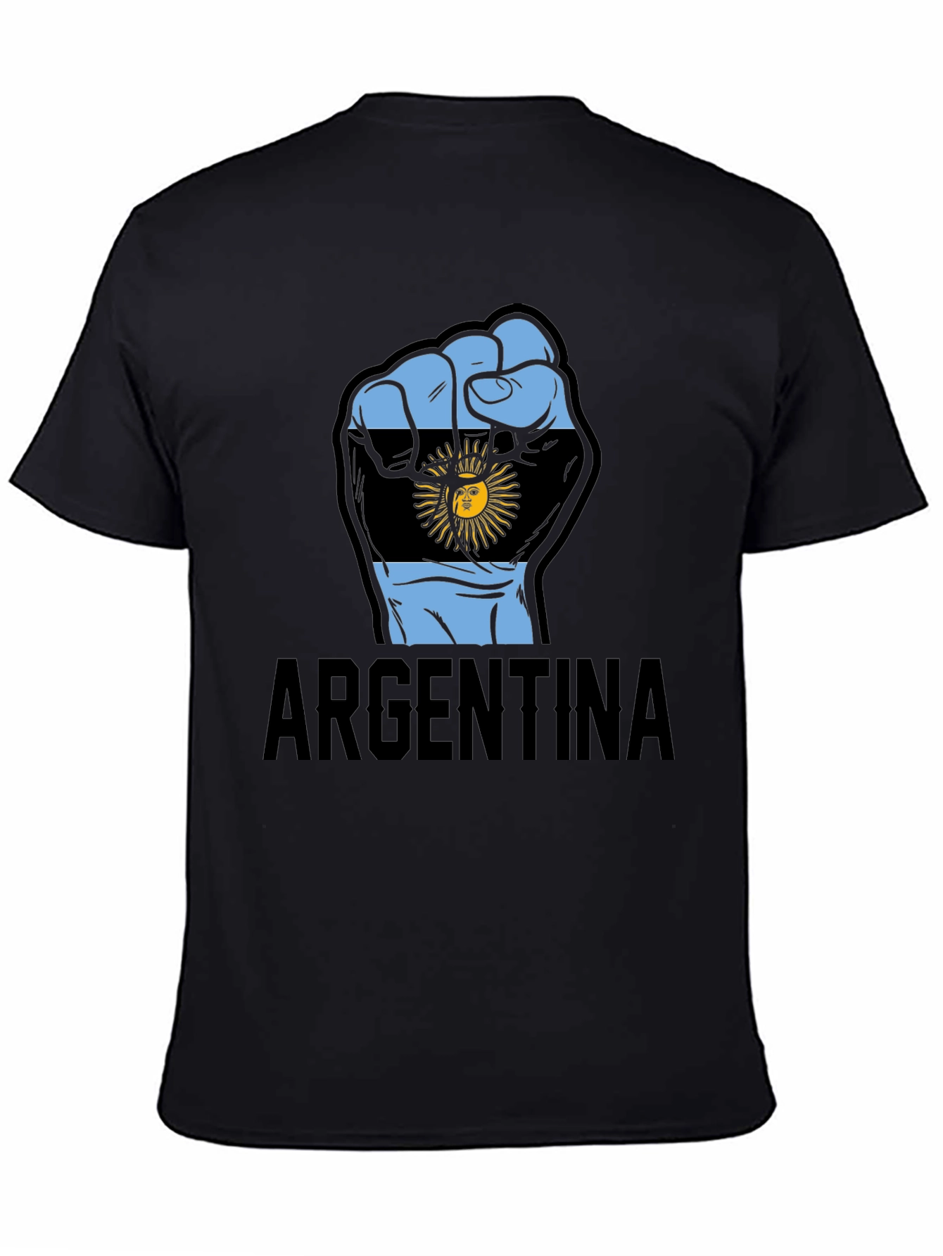 Argentina Flag Fist T-Shirt - Mens Black Tee