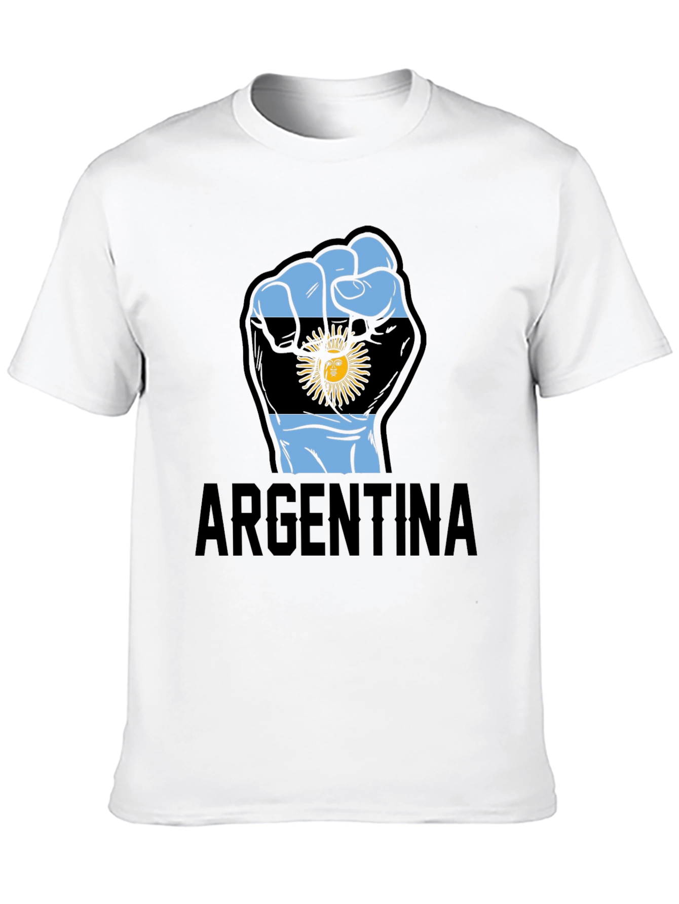 Argentina Flag Fist T-Shirt - Mens Black Tee