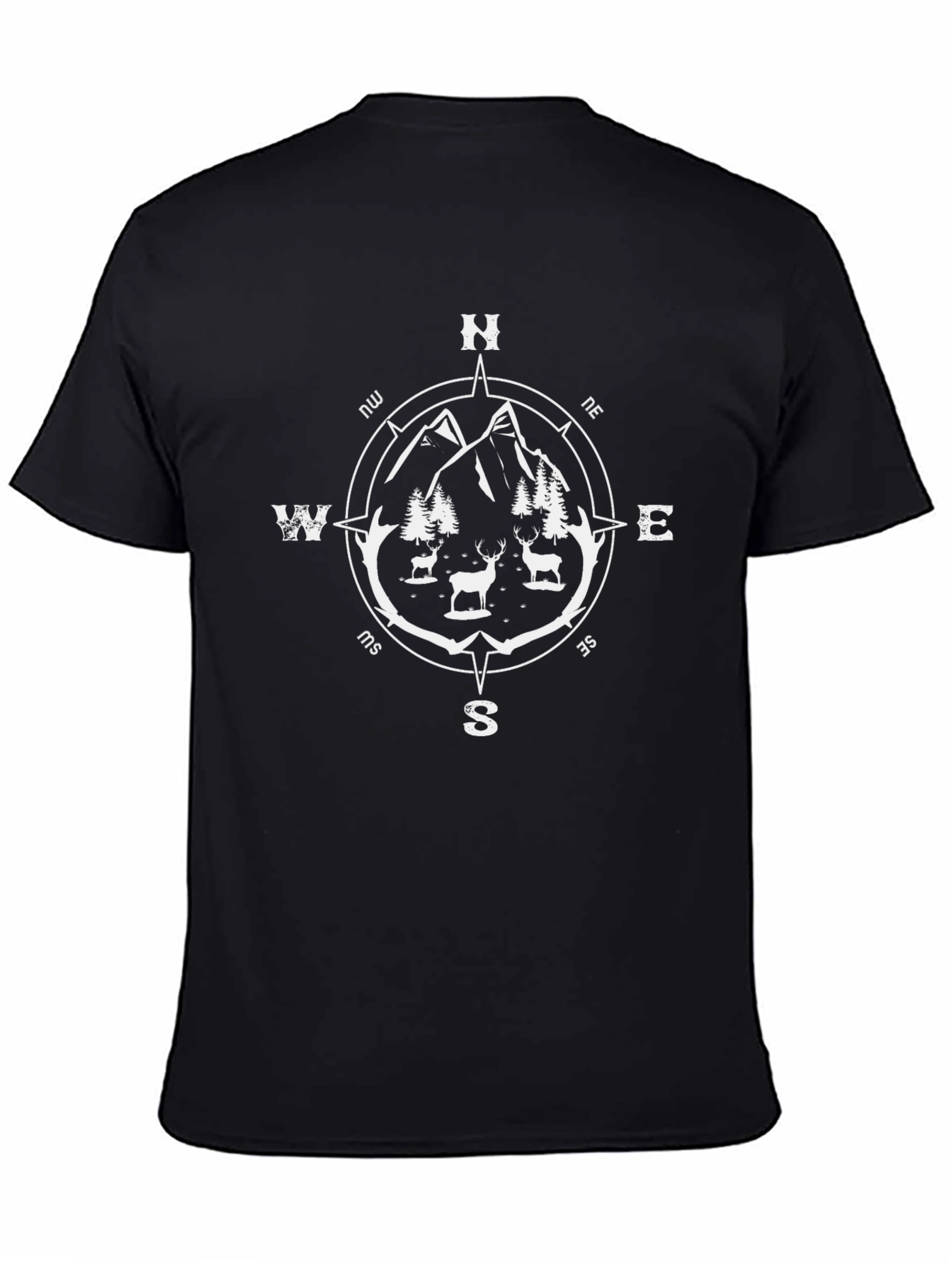 Compass Deer Graphic Tee - Nature Adventure Shirt