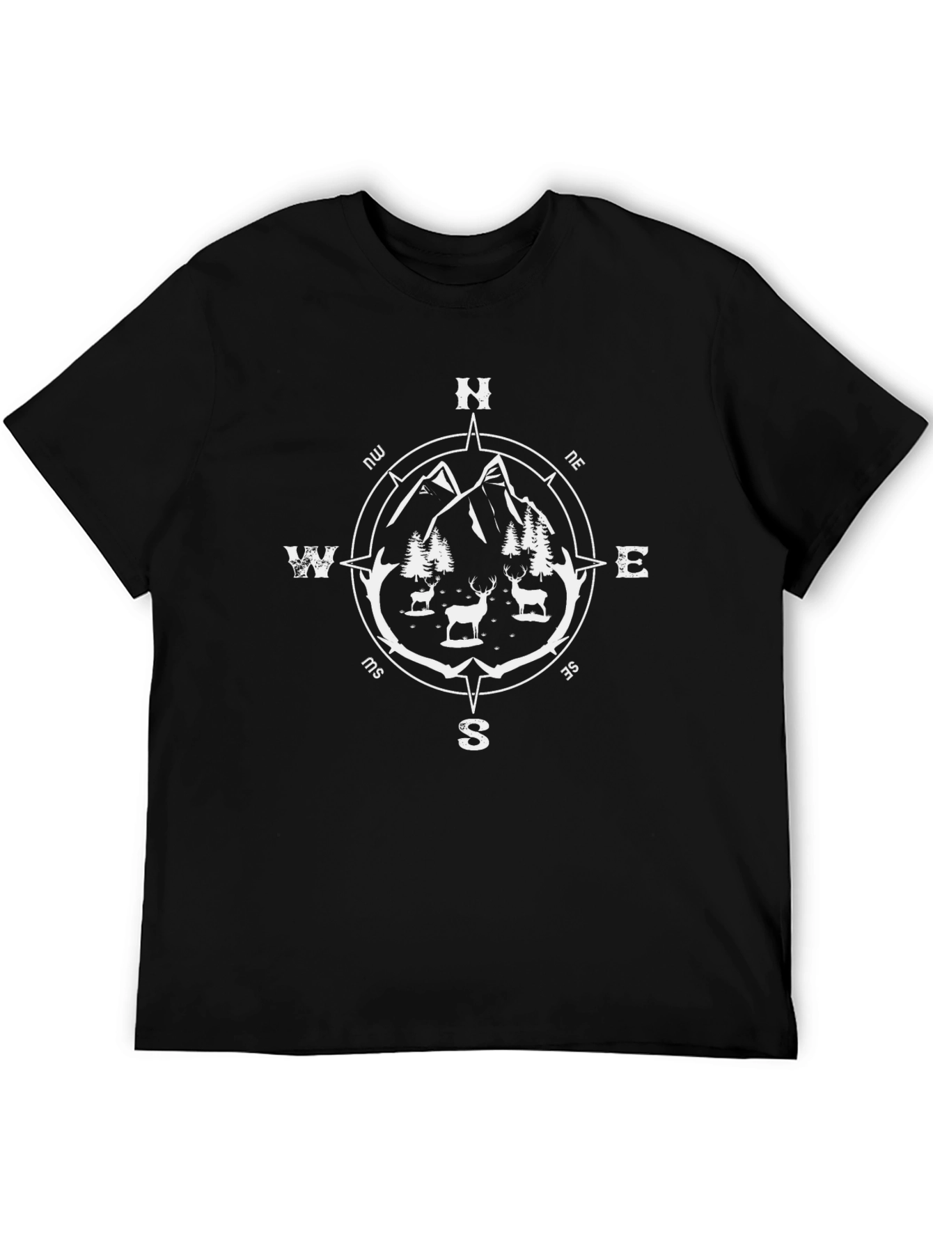 Compass Deer Graphic Tee - Nature Adventure Shirt