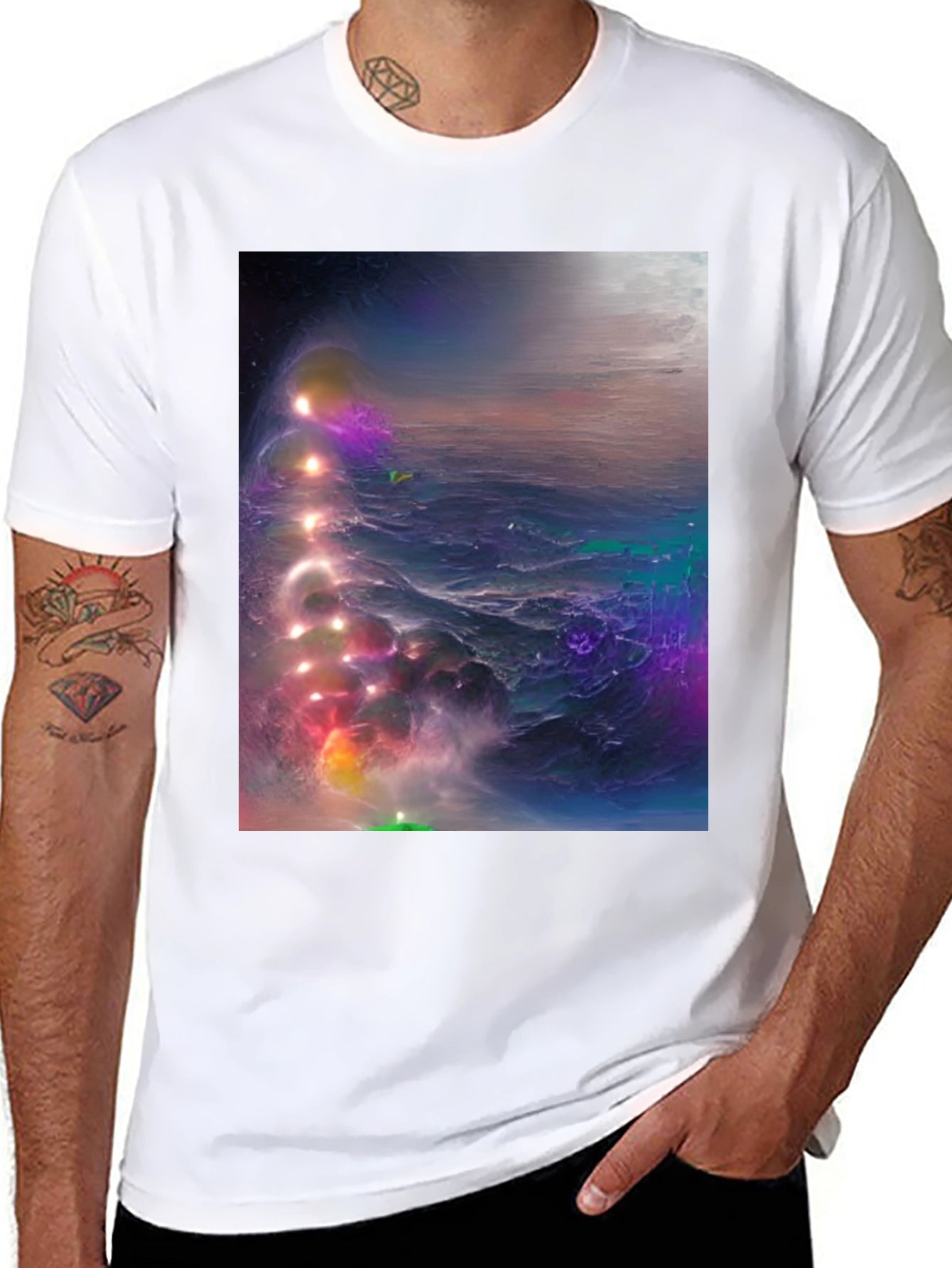 Cosmic Nebula Graphic Tee - Mens Black T-Shirt