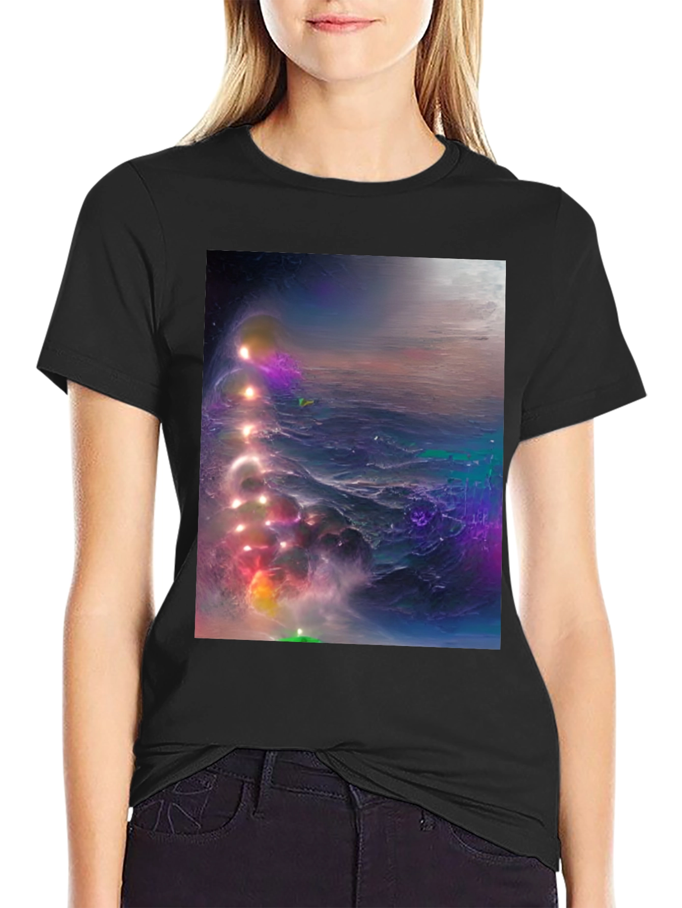 Cosmic Nebula Graphic Tee - Mens Black T-Shirt