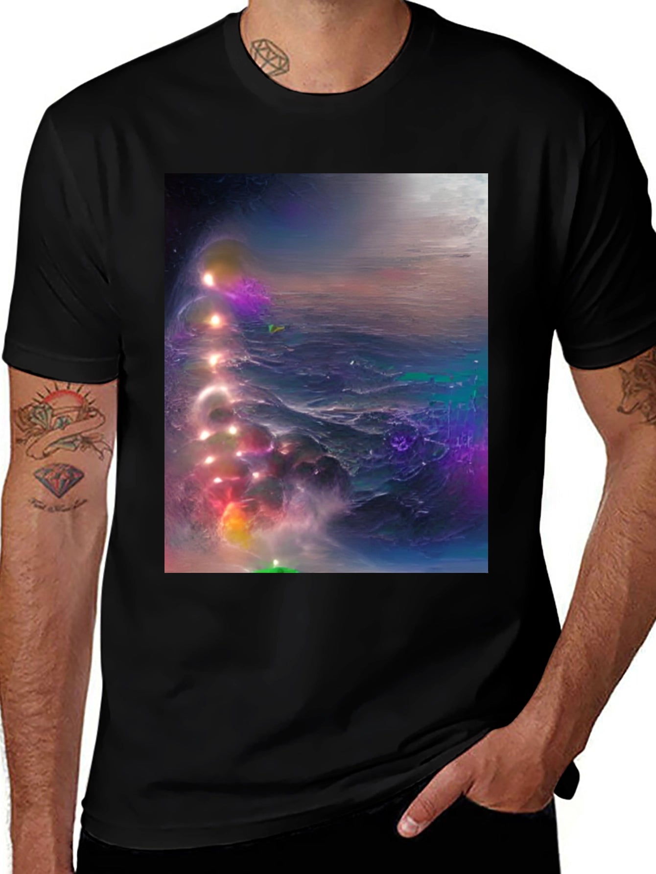 Cosmic Nebula Graphic Tee - Mens Black T-Shirt