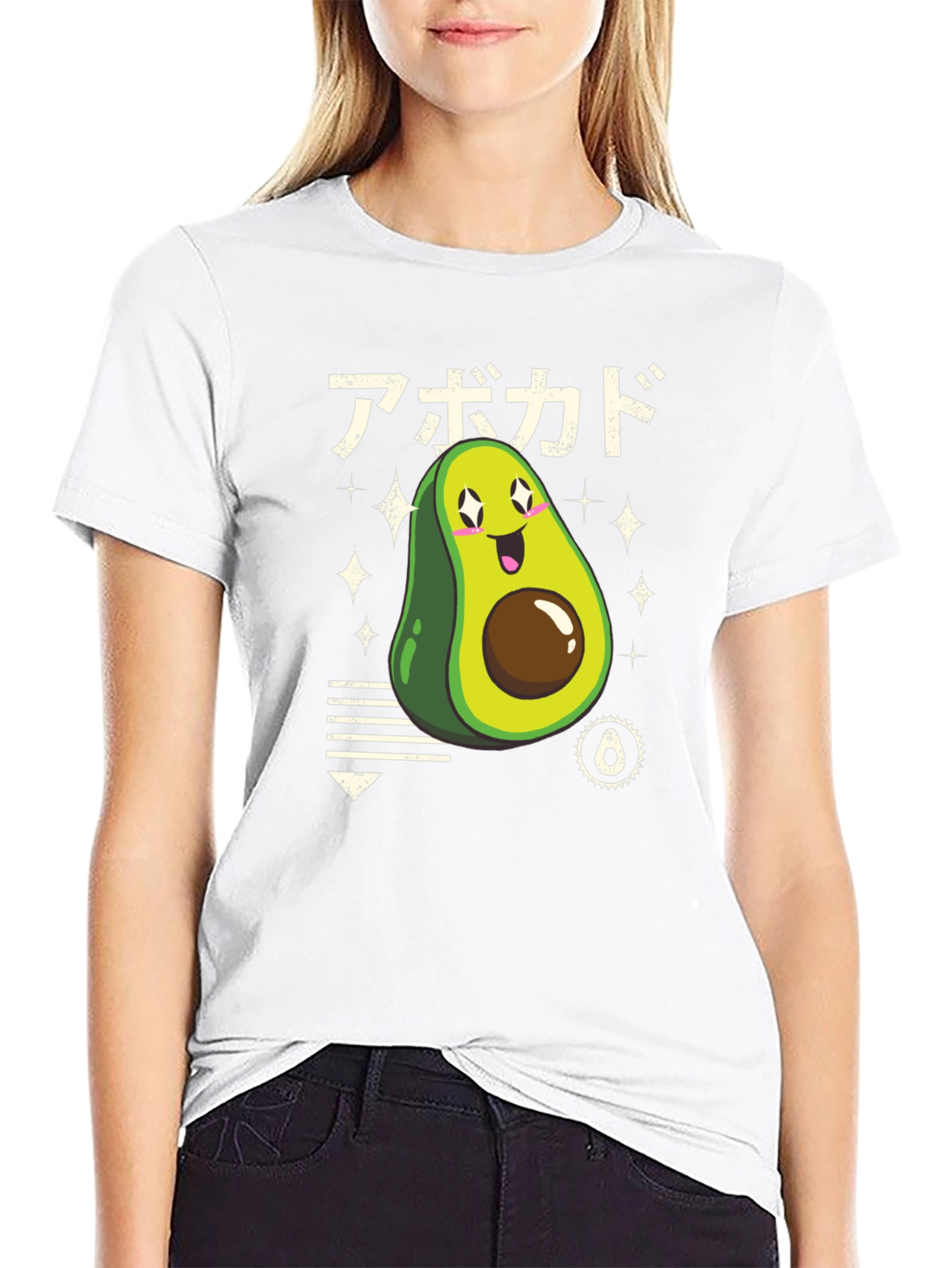Kawaii Avocado Graphic Black Tee