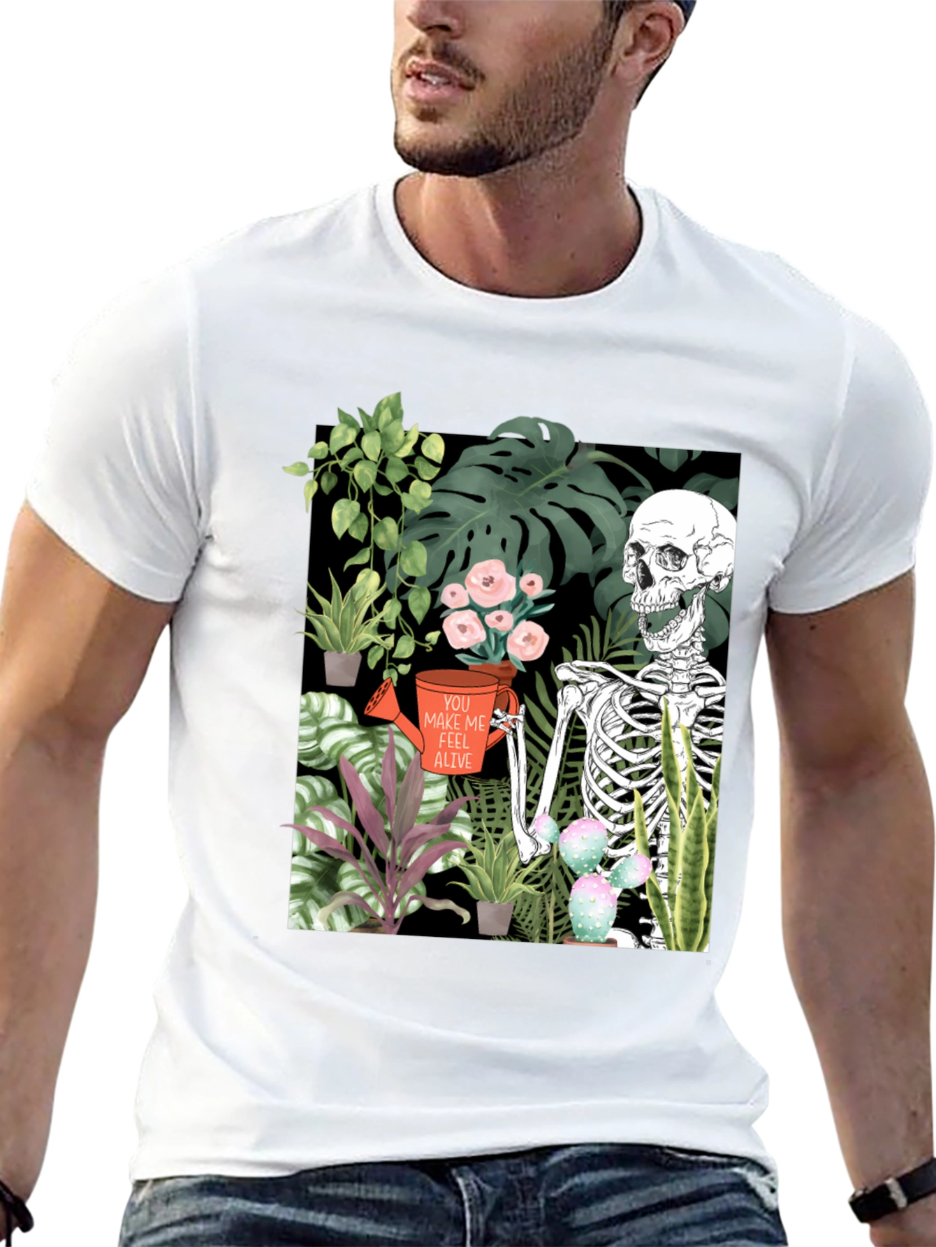 Skeleton Gardener Graphic T-Shirt - Make Me Feel Alive