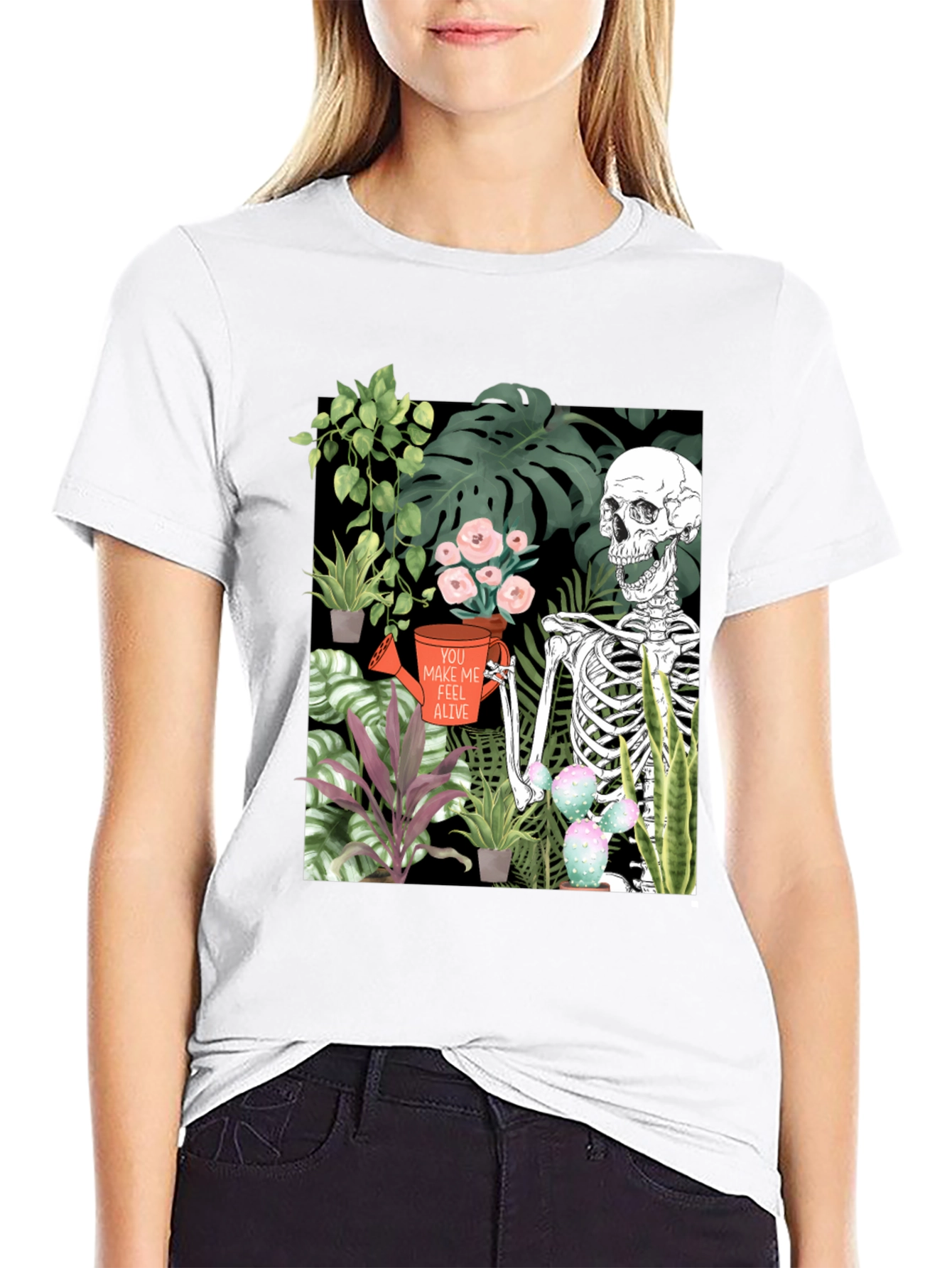 Skeleton Gardener Graphic T-Shirt - Make Me Feel Alive