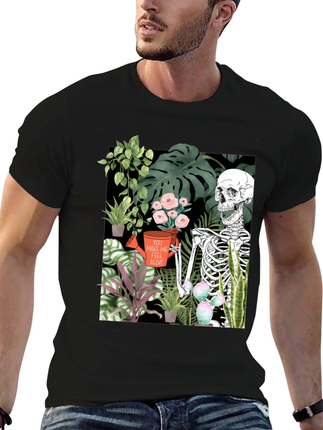Skeleton Gardener Graphic T-Shirt - Make Me Feel Alive