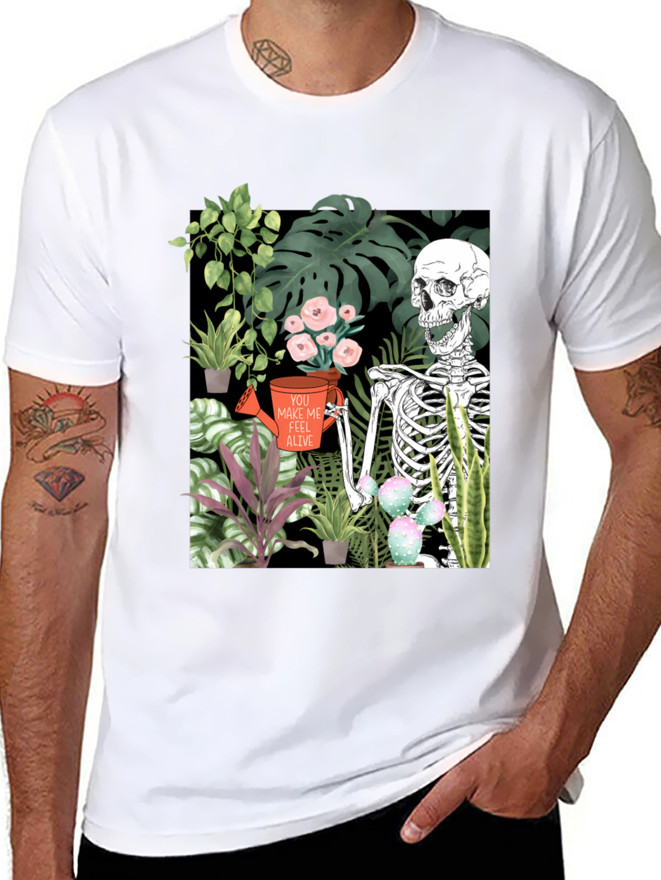 Skeleton Gardener Graphic T-Shirt - Make Me Feel Alive