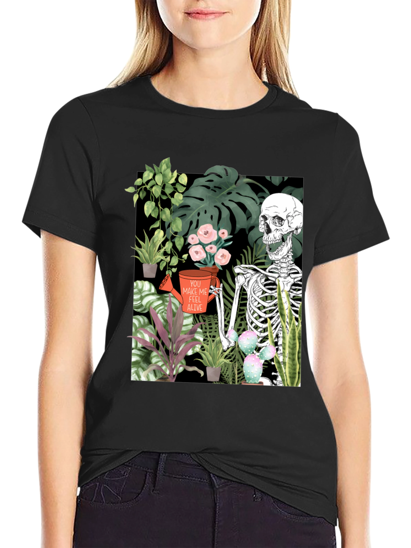 Skeleton Gardener Graphic T-Shirt - Make Me Feel Alive