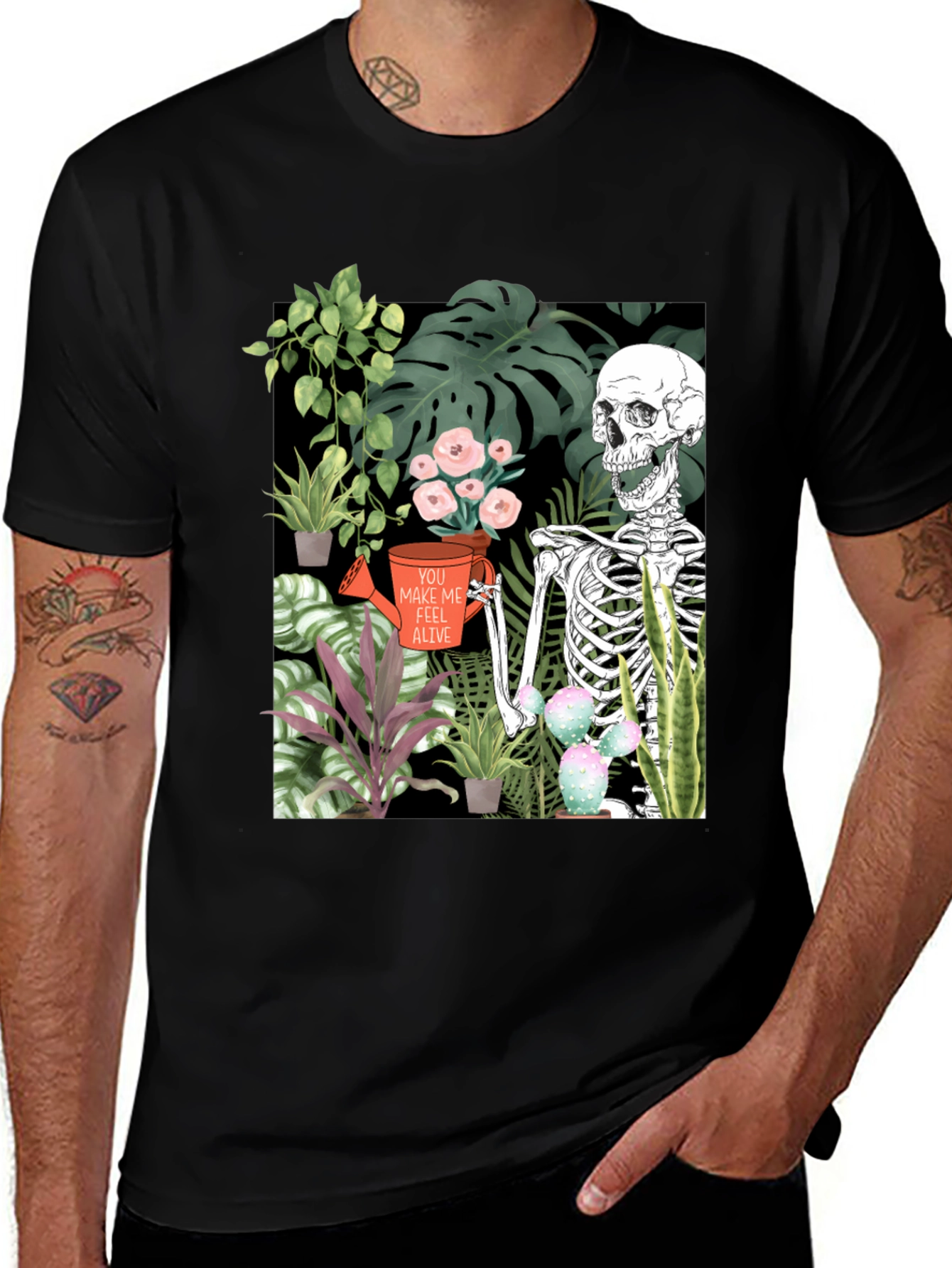 Skeleton Gardener Graphic T-Shirt - Make Me Feel Alive