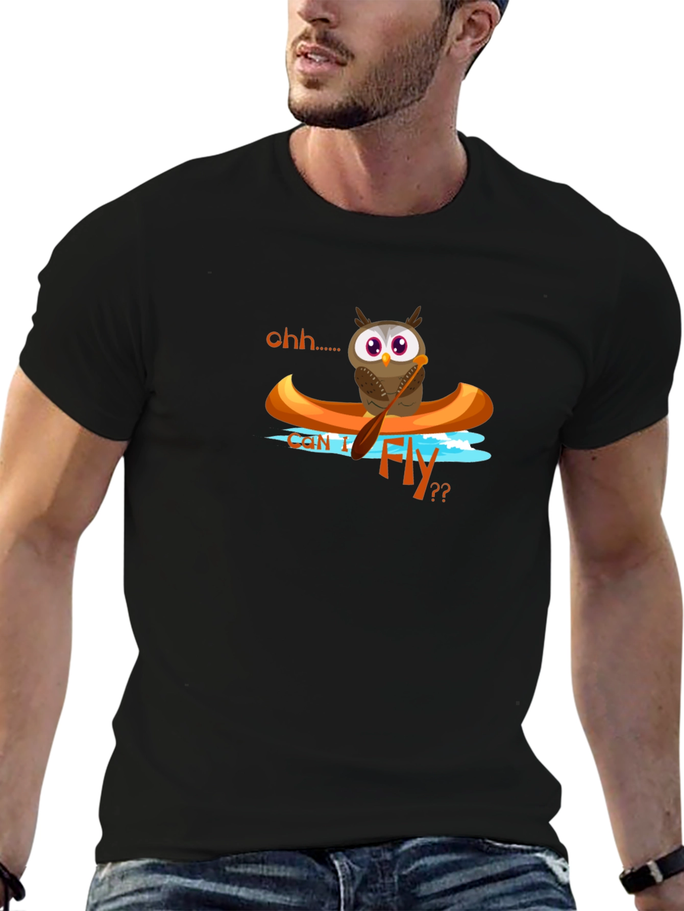 Owl in Canoe Graphic T-Shirt