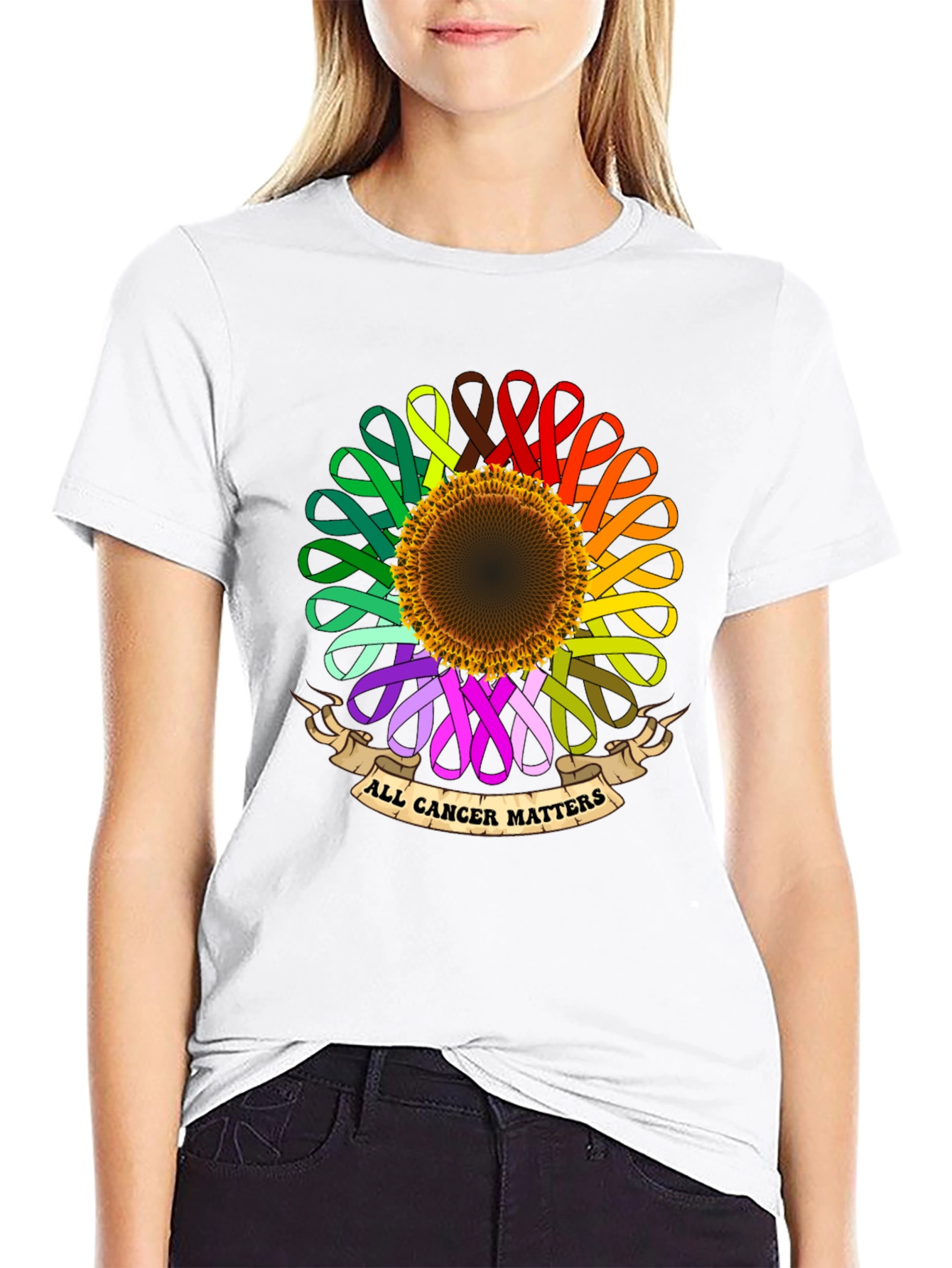 All Cancer Matters Ribbon Sunflower T-Shirt