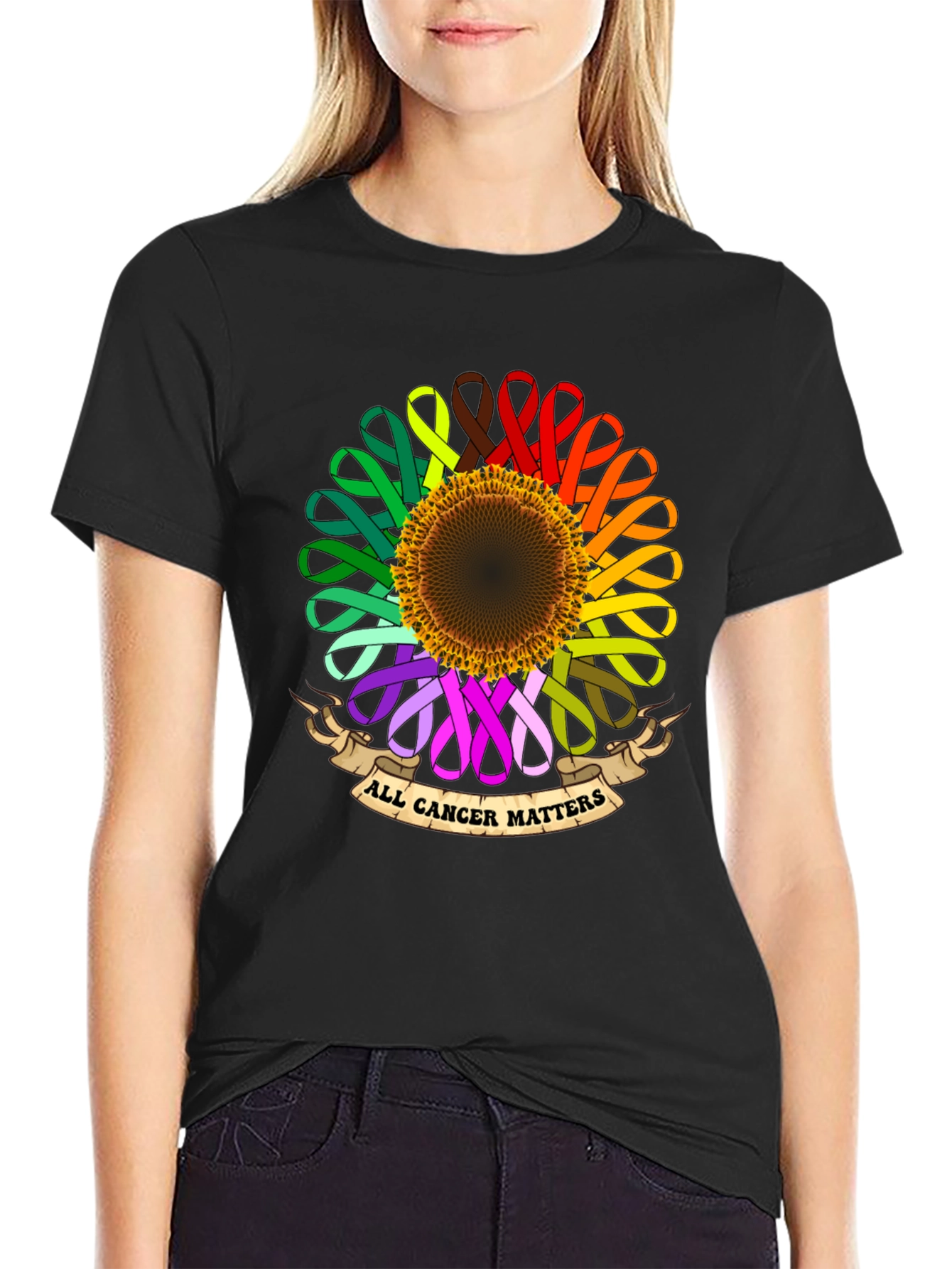 All Cancer Matters Ribbon Sunflower T-Shirt