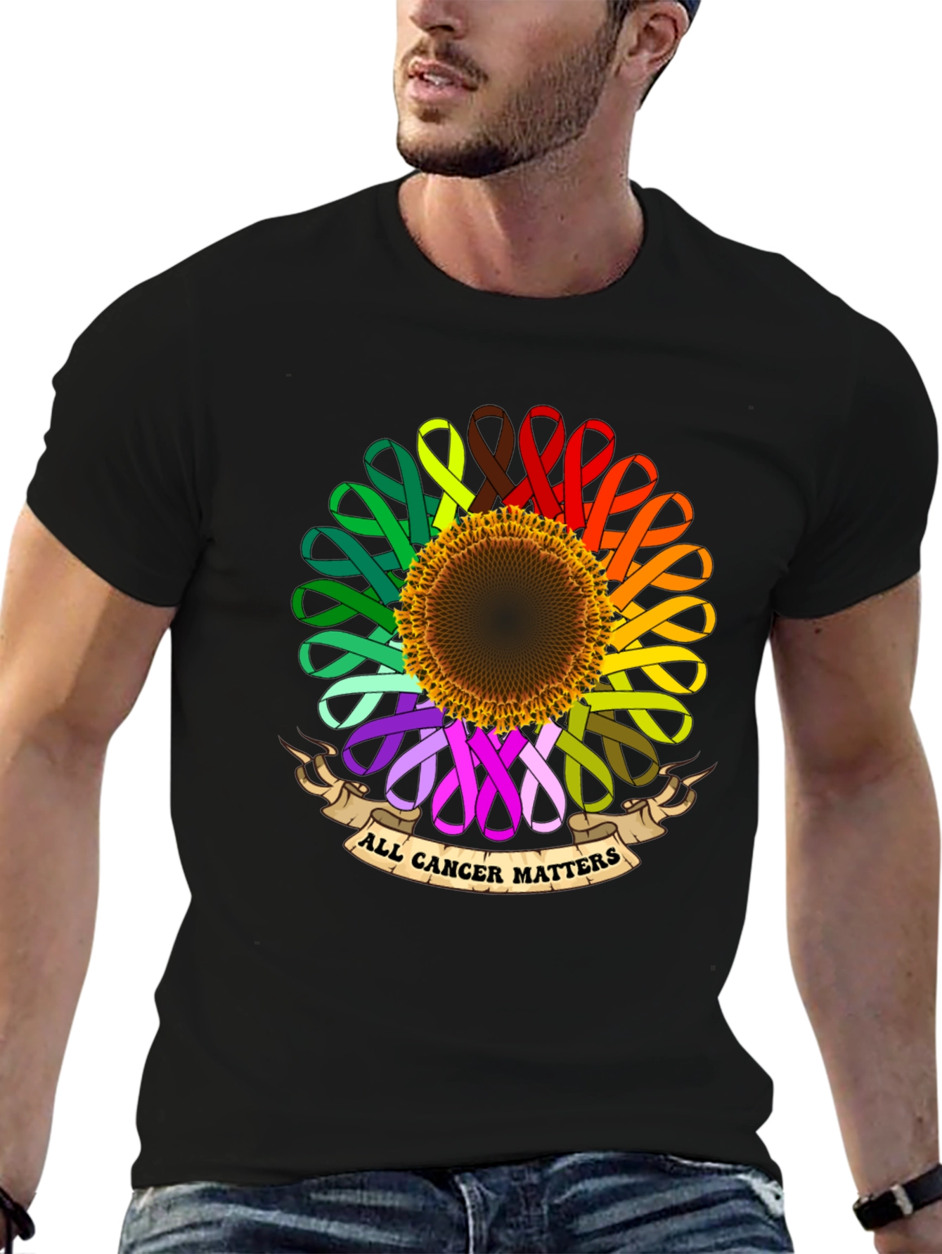 All Cancer Matters Ribbon Sunflower T-Shirt