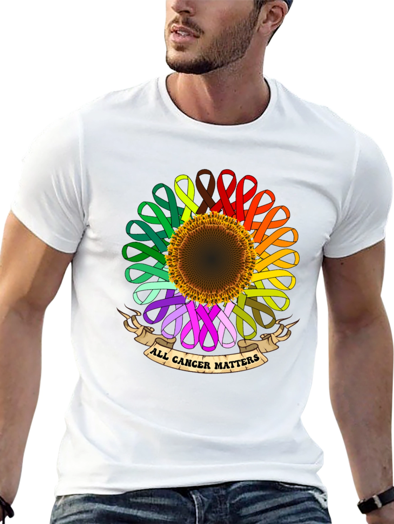 All Cancer Matters Ribbon Sunflower T-Shirt