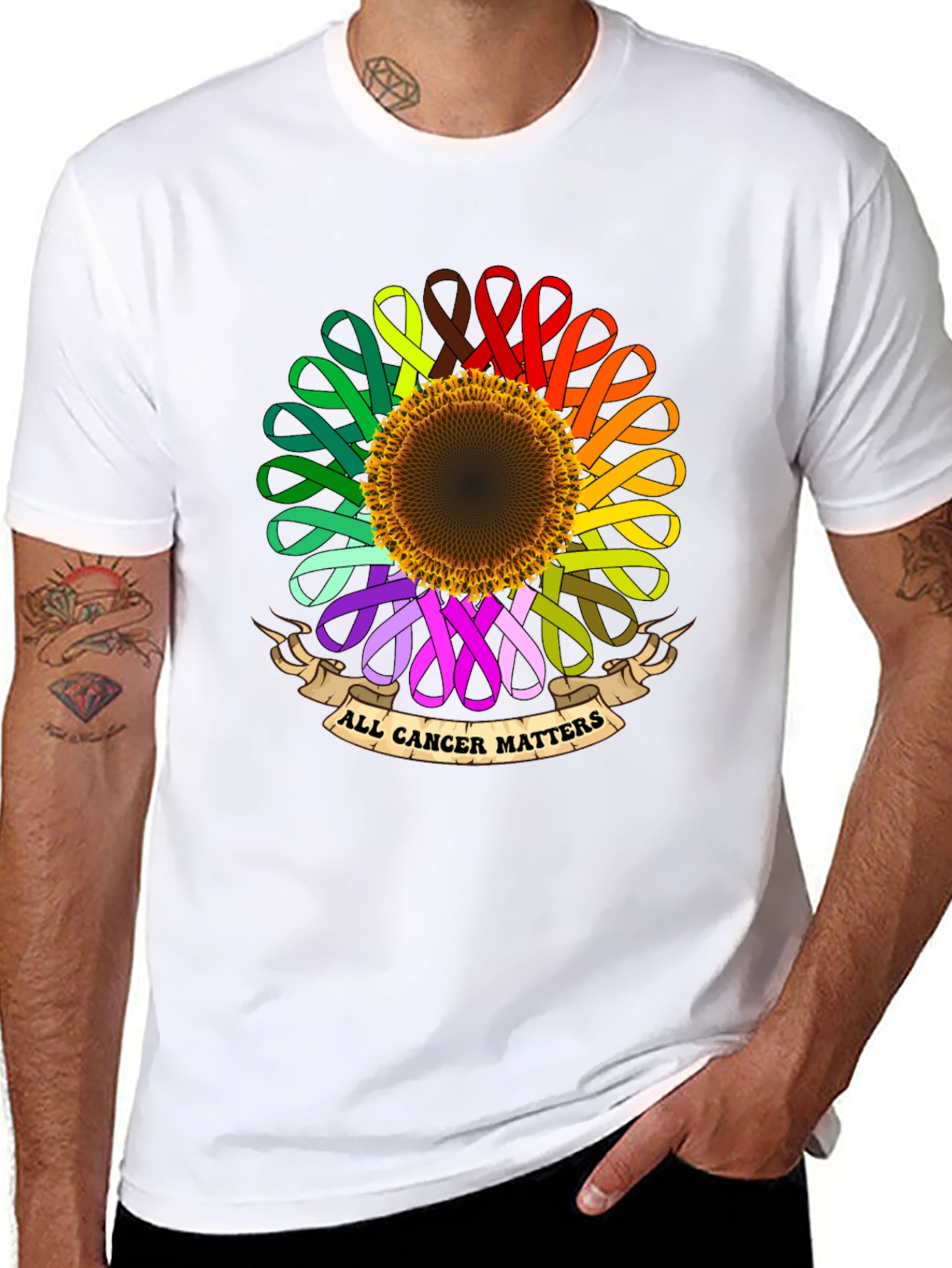 All Cancer Matters Ribbon Sunflower T-Shirt