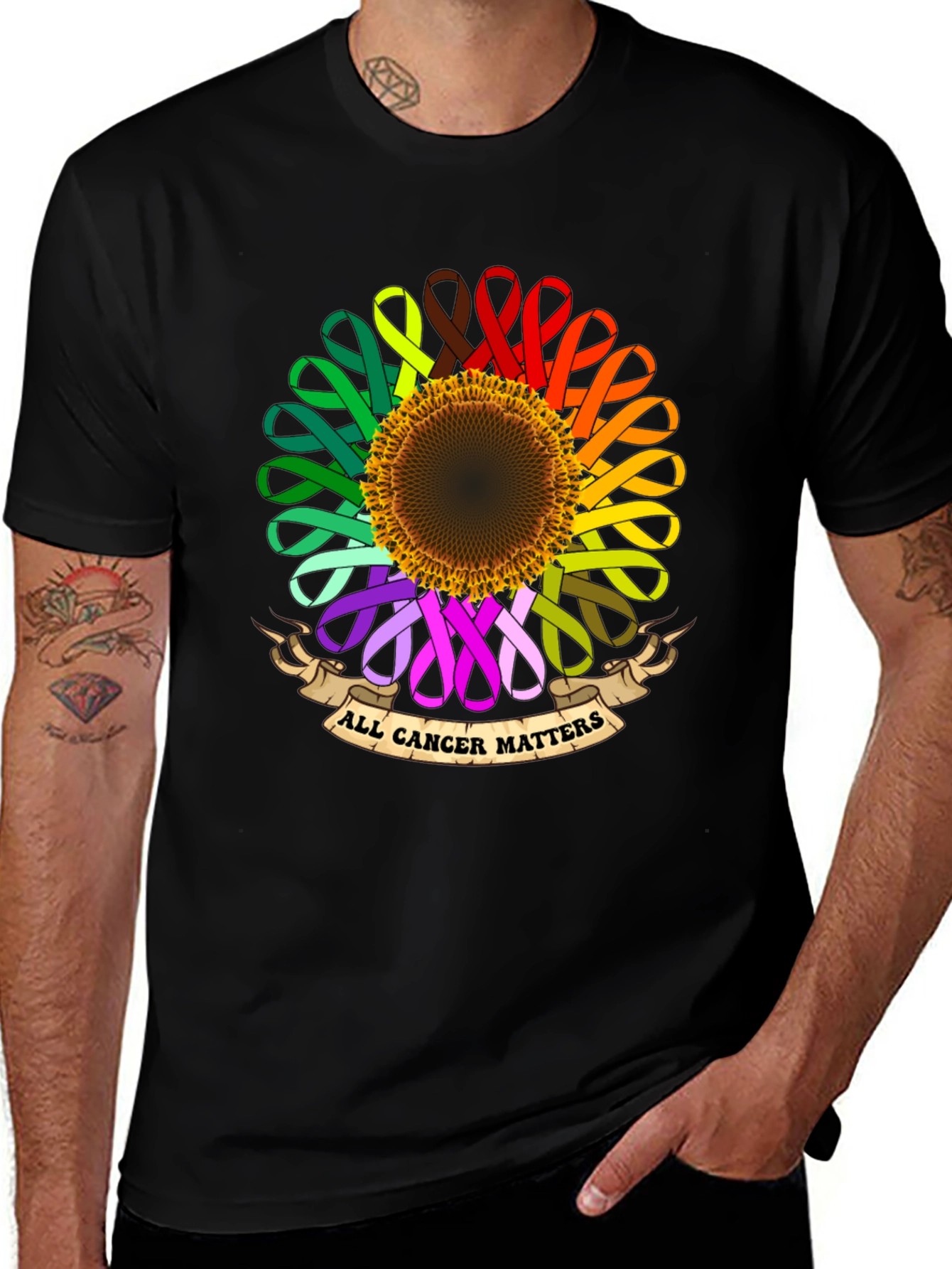 All Cancer Matters Ribbon Sunflower T-Shirt