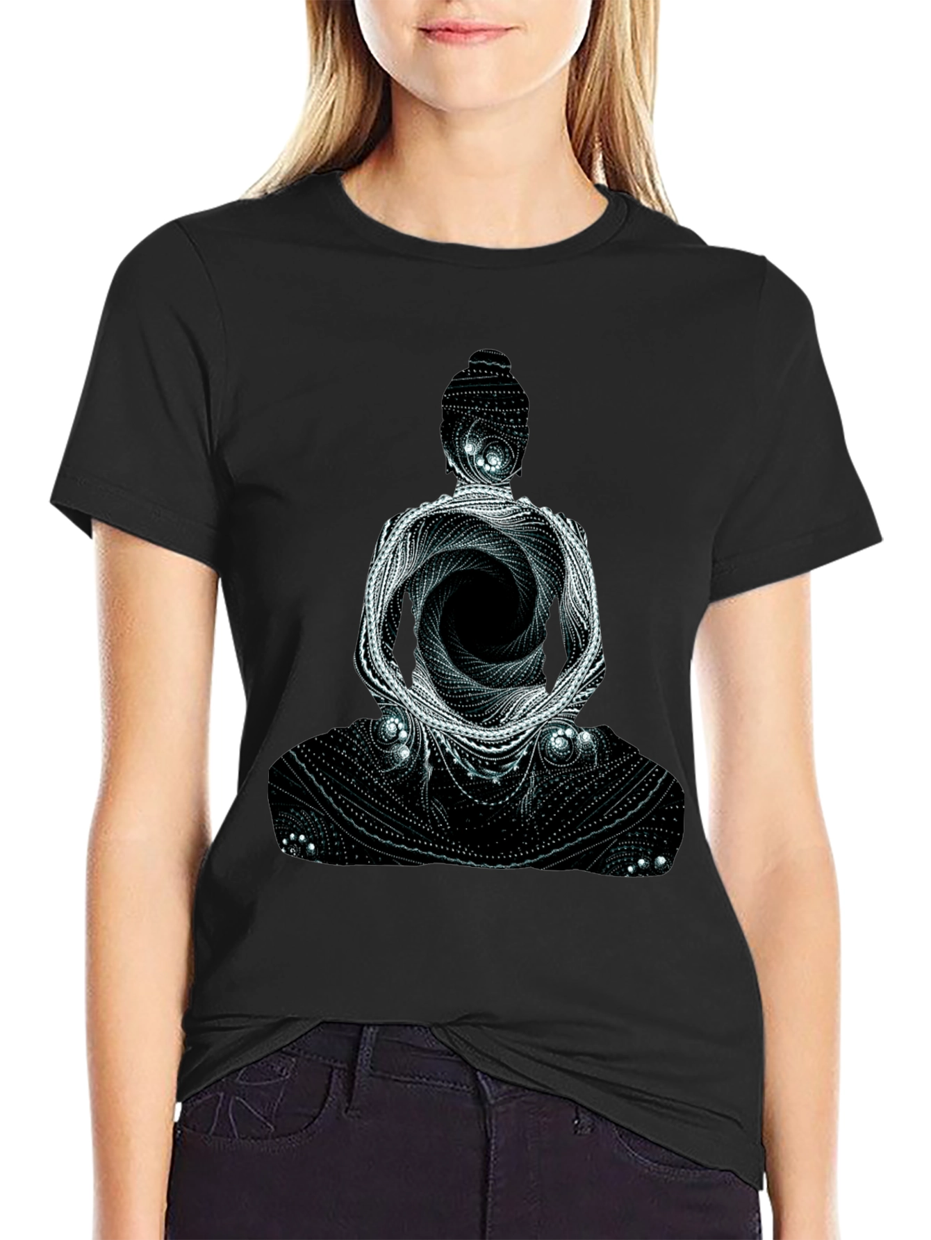 Buddha Graphic Print Mens Black T-Shirt