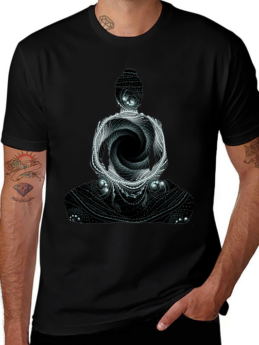 Buddha Graphic Print Mens Black T-Shirt