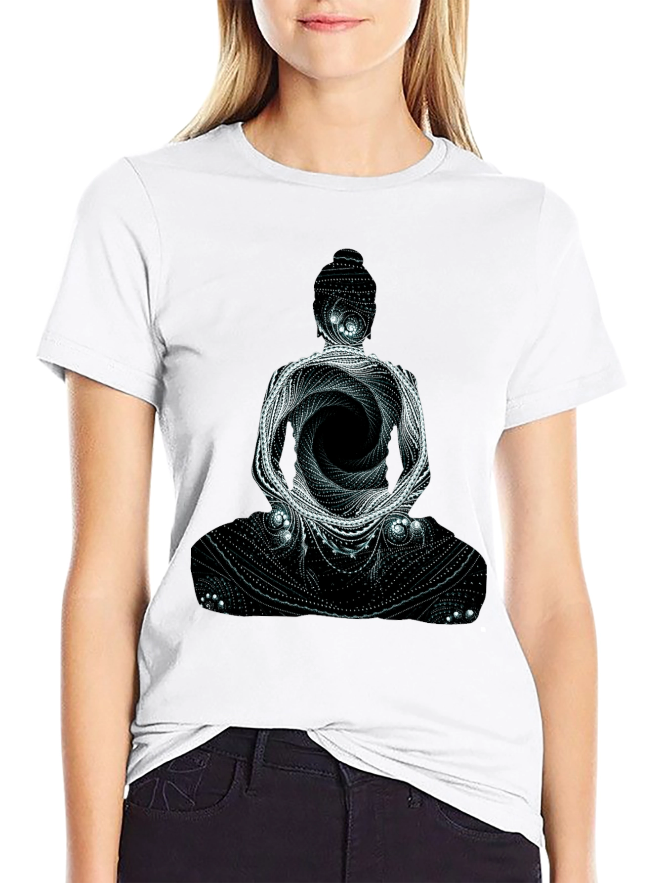 Buddha Graphic Print Mens Black T-Shirt
