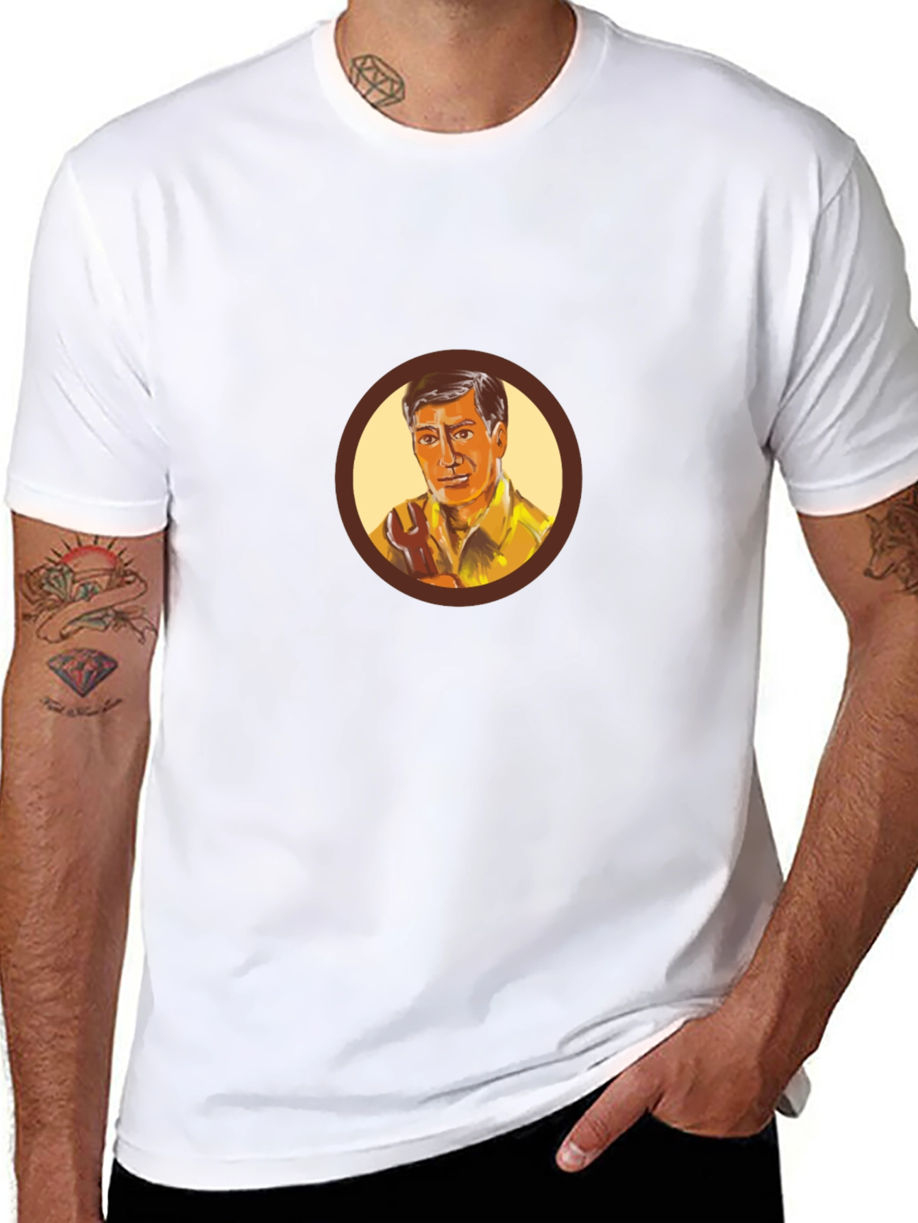Retro Cartoon Man Graphic Black T-Shirt