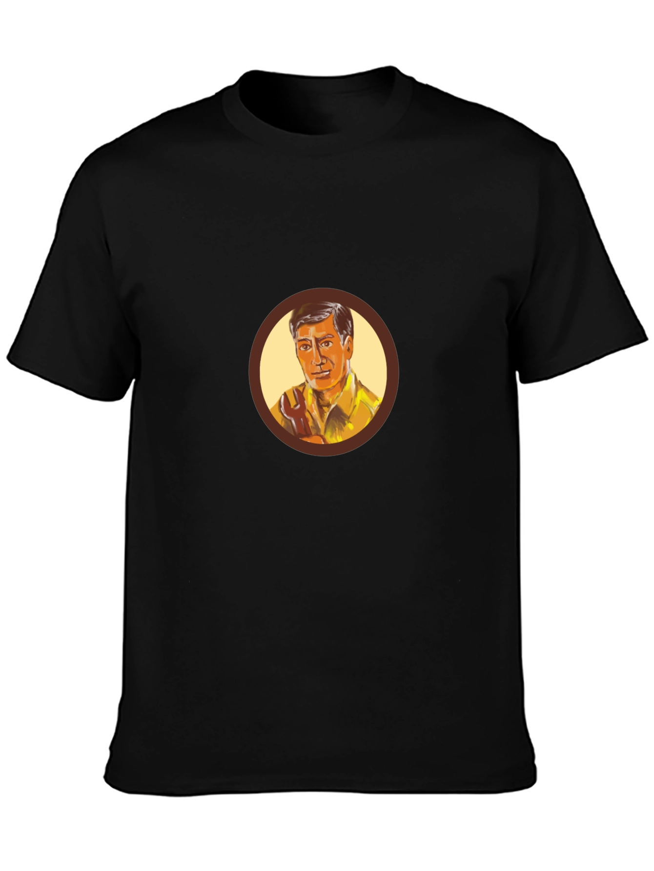 Retro Cartoon Man Graphic Black T-Shirt