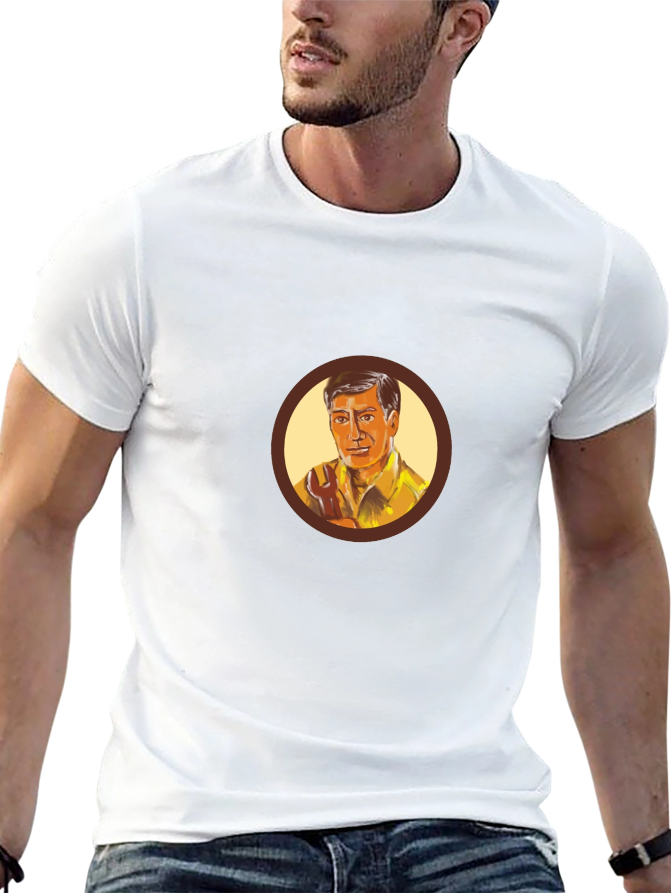 Retro Cartoon Man Graphic Black T-Shirt