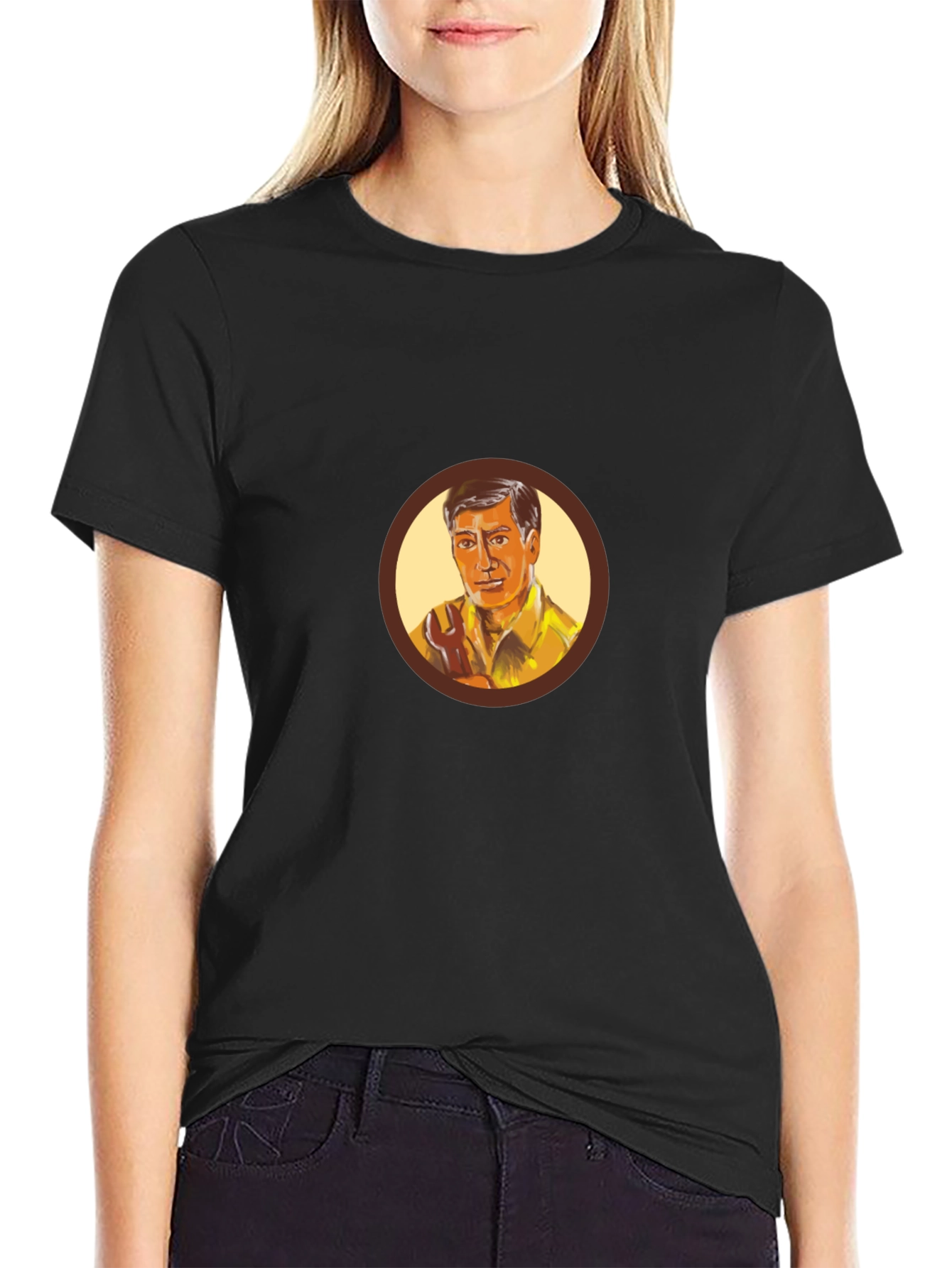 Retro Cartoon Man Graphic Black T-Shirt