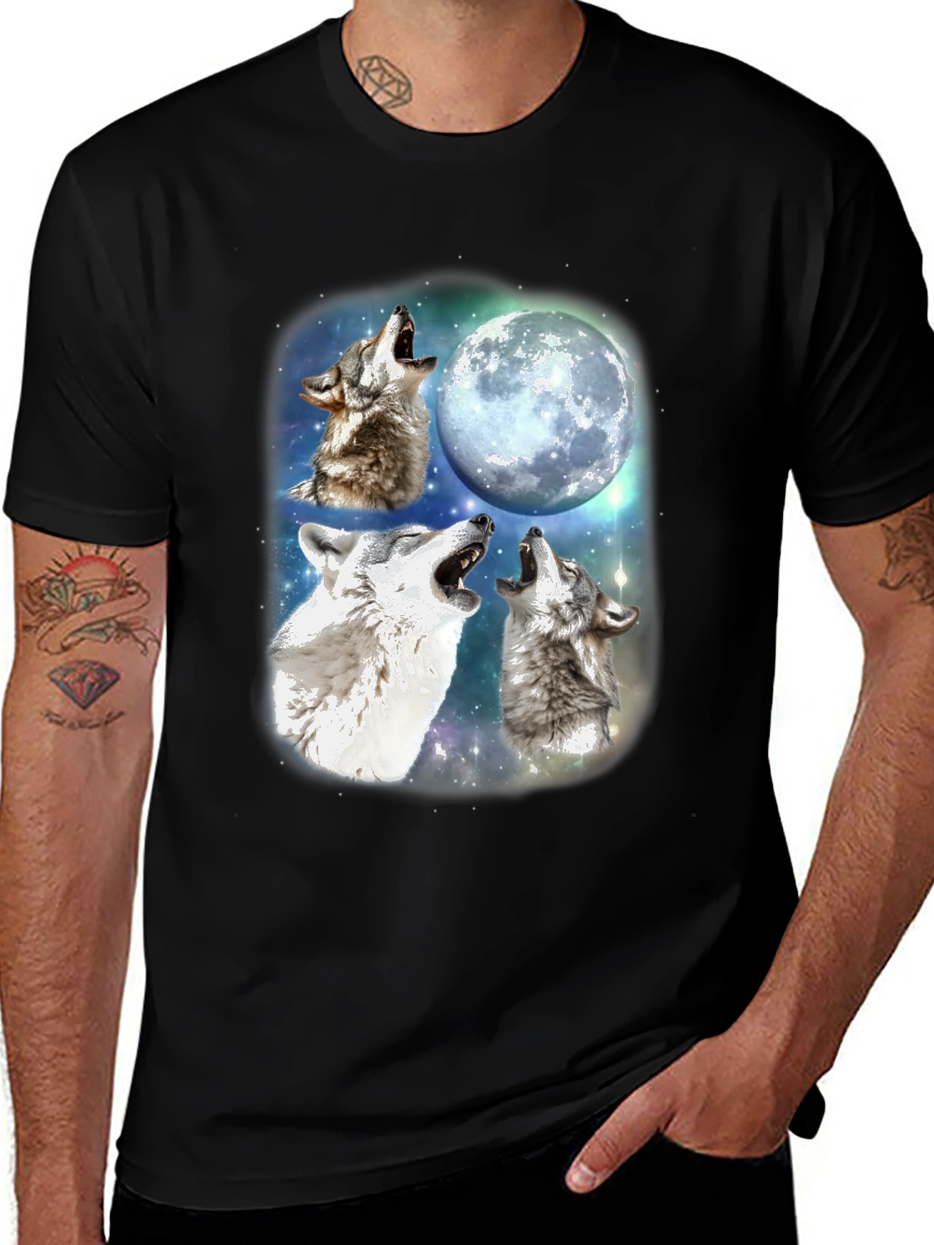 Three Wolf Moon T-Shirt - Black