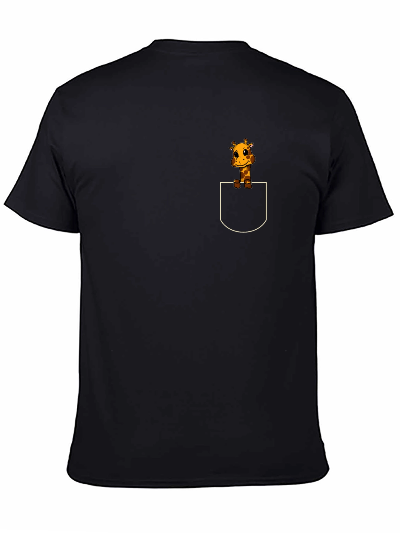 Giraffe in Pocket Black T-Shirt