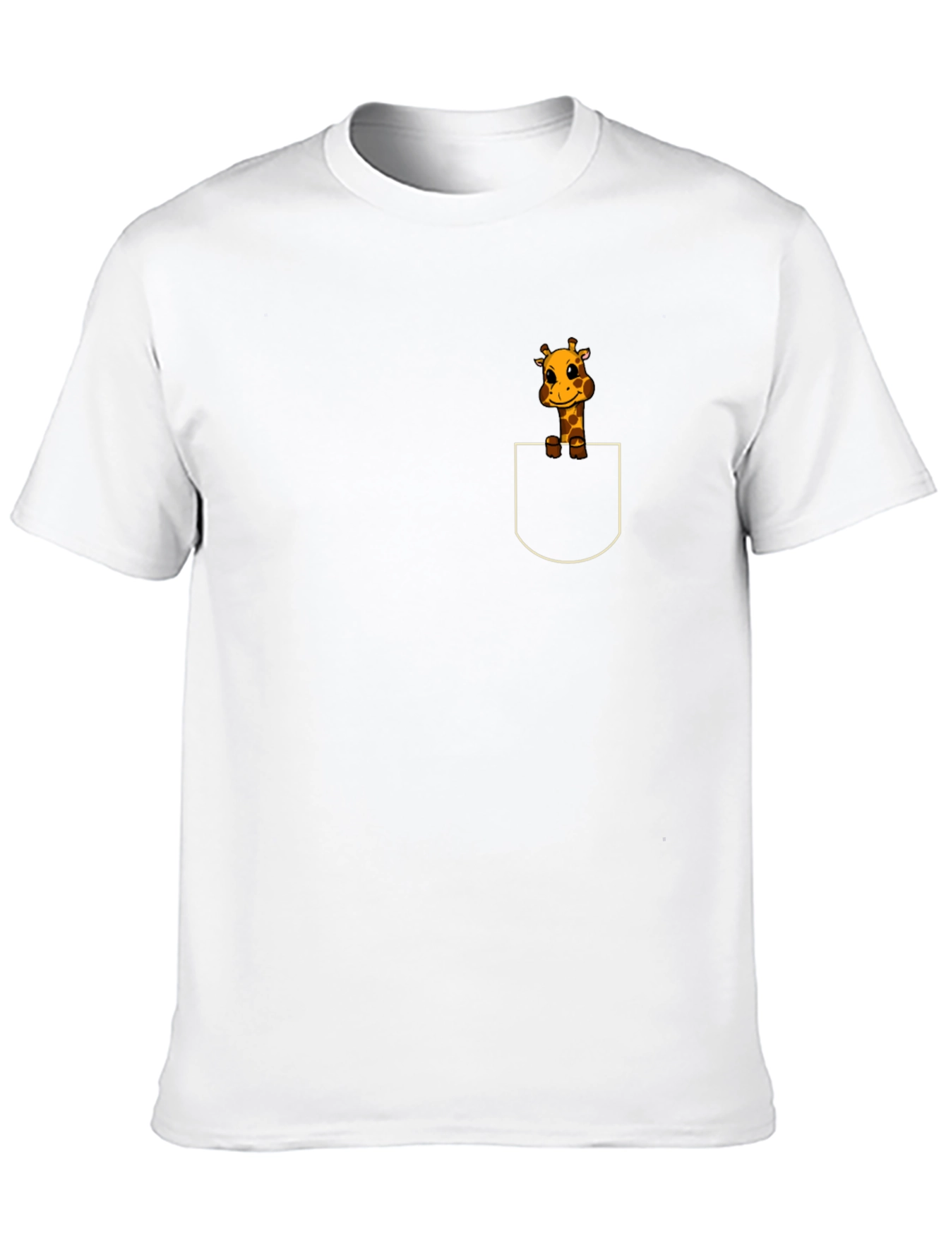 Giraffe in Pocket Black T-Shirt