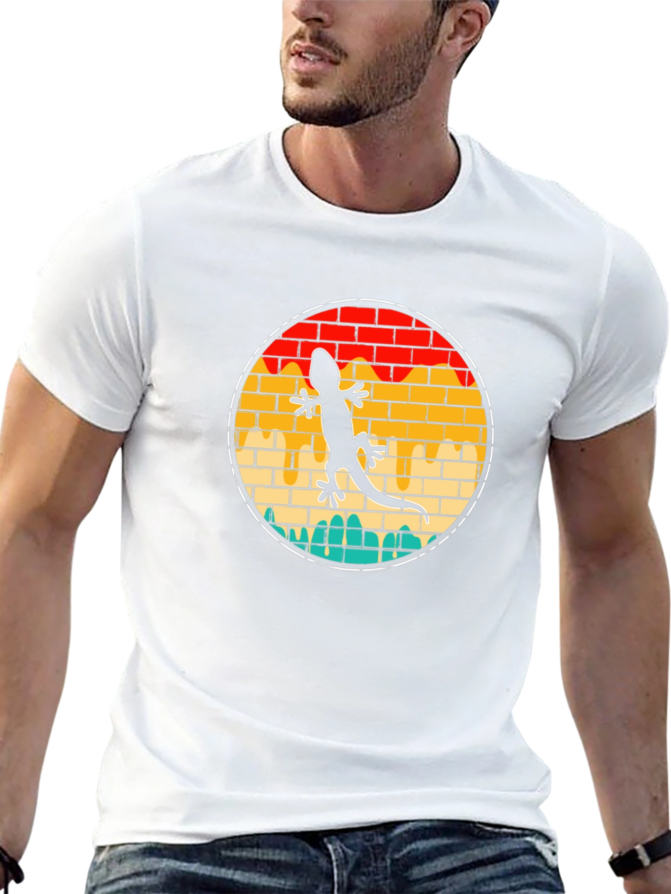 Lizard Brick Wall Circle T-Shirt