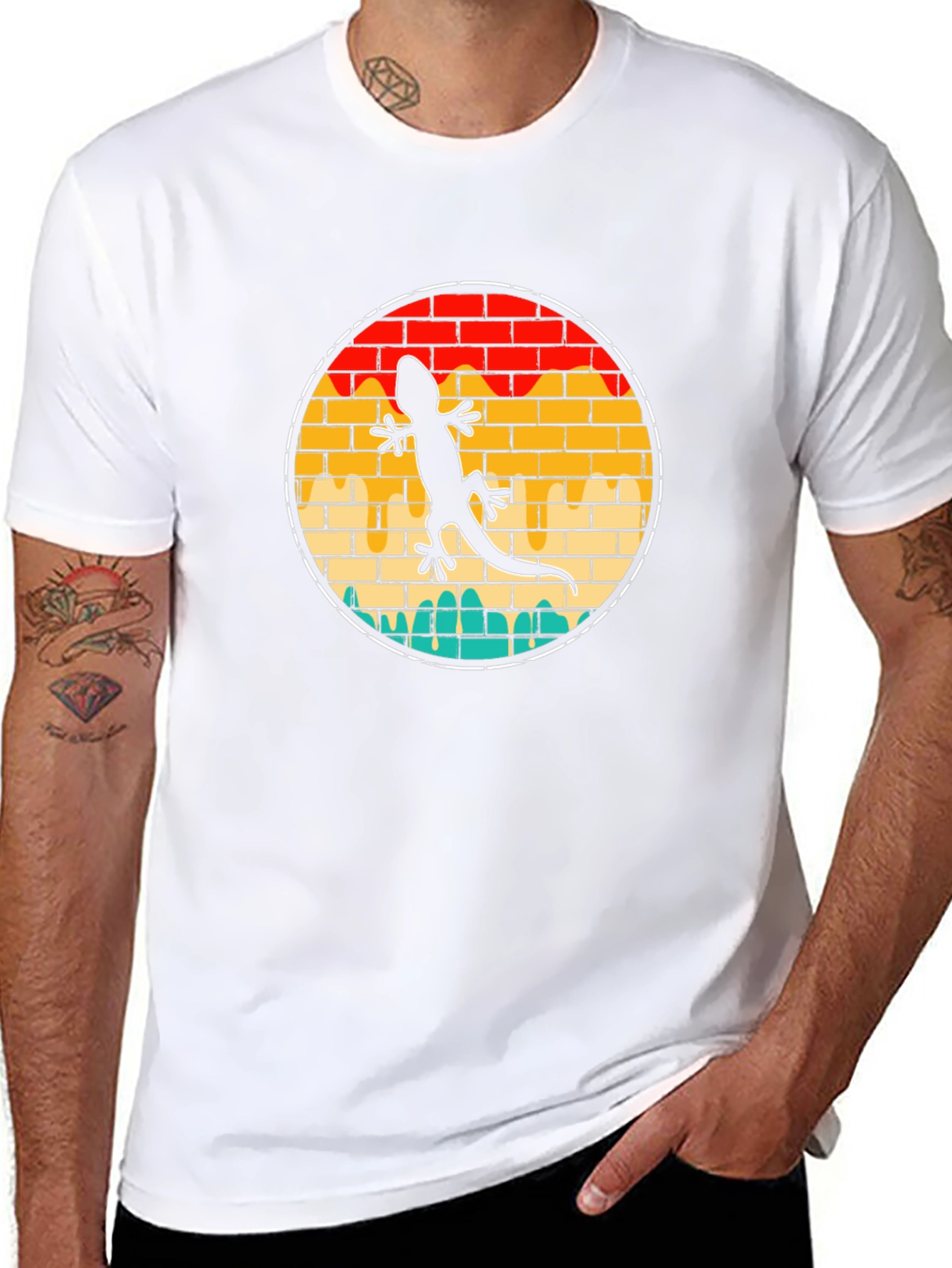 Lizard Brick Wall Circle T-Shirt