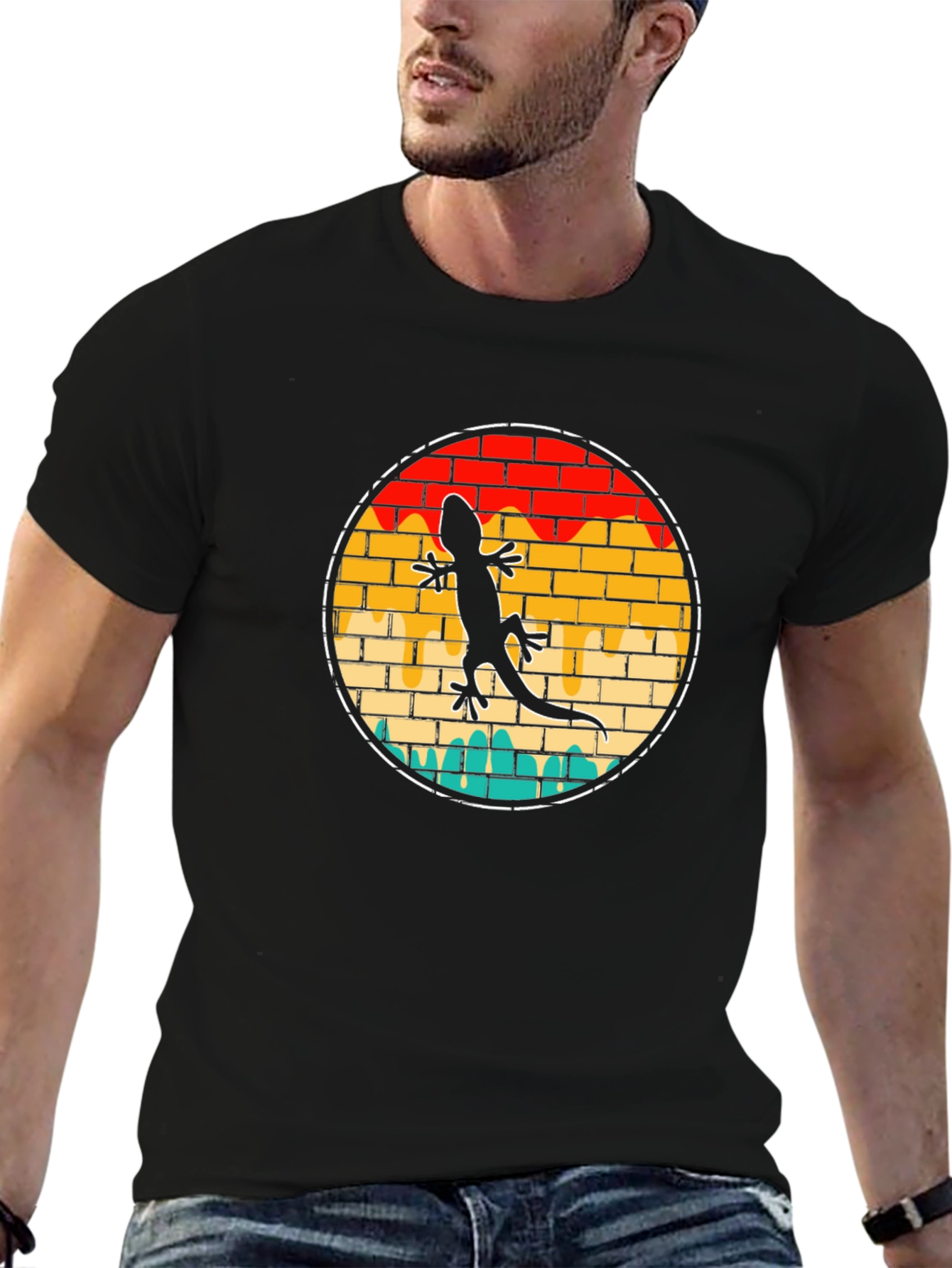 Lizard Brick Wall Circle T-Shirt