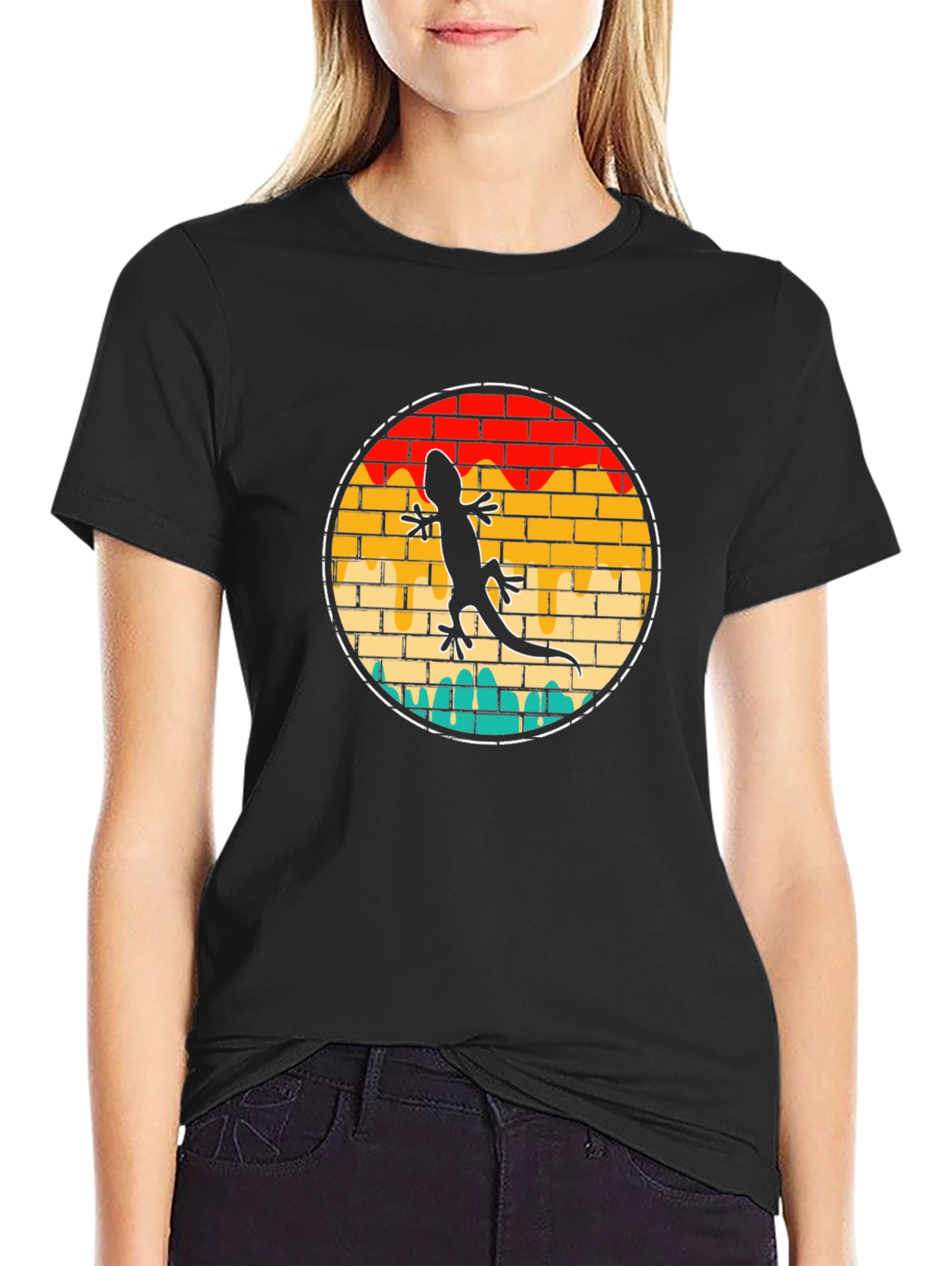 Lizard Brick Wall Circle T-Shirt